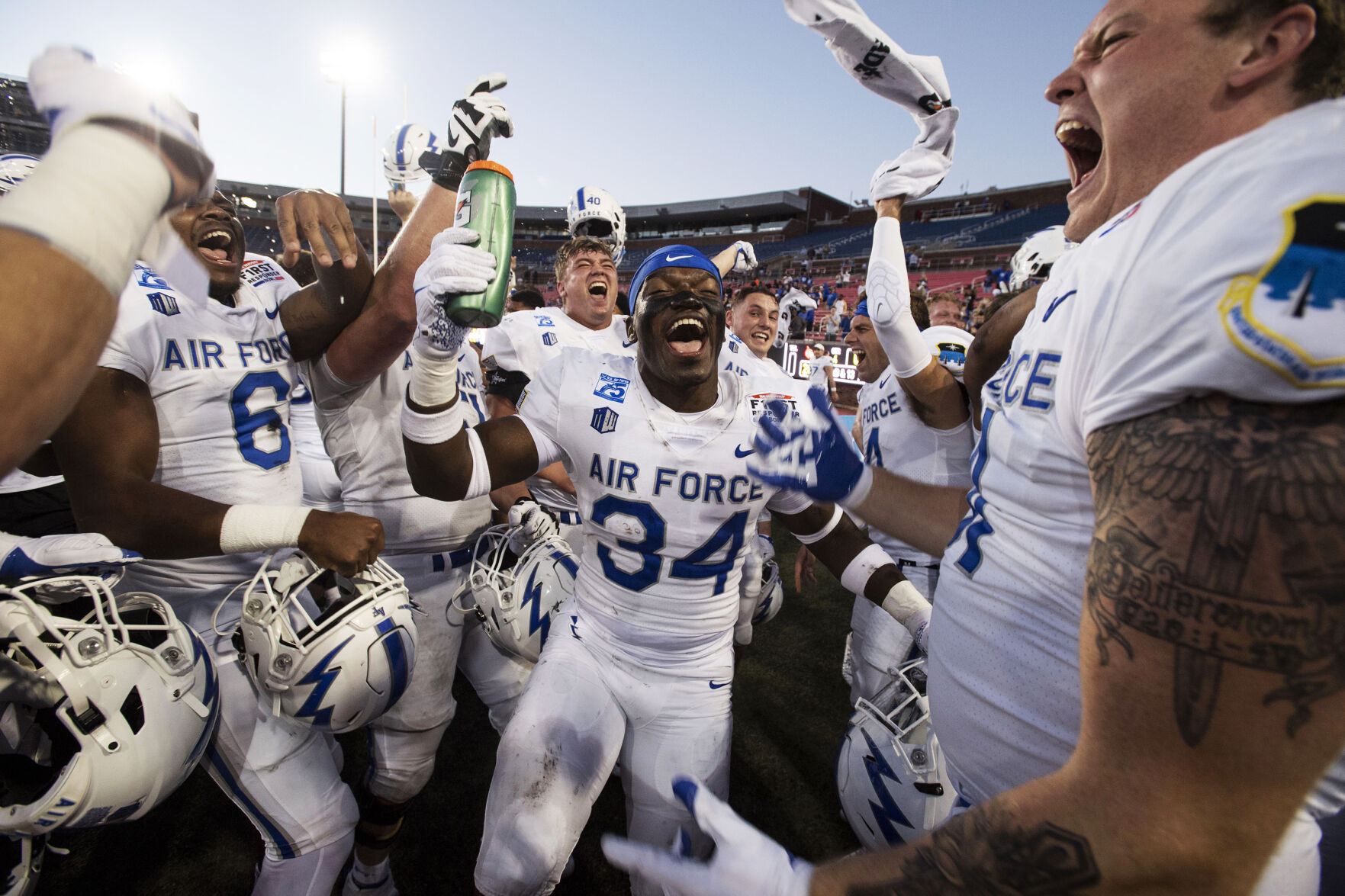 The 2021 First Responder Bowl at Gerald J. Ford Stadium on the campus of Southern Methodist University in Dallas, Texas on Tuesday, Dec. 28, 2021. The Falcons defeated the Cardinals and won the bowl game by a score of 31-28. (Chancey Bush/ The Gazette) (Chancey Bush/ The Gazette)