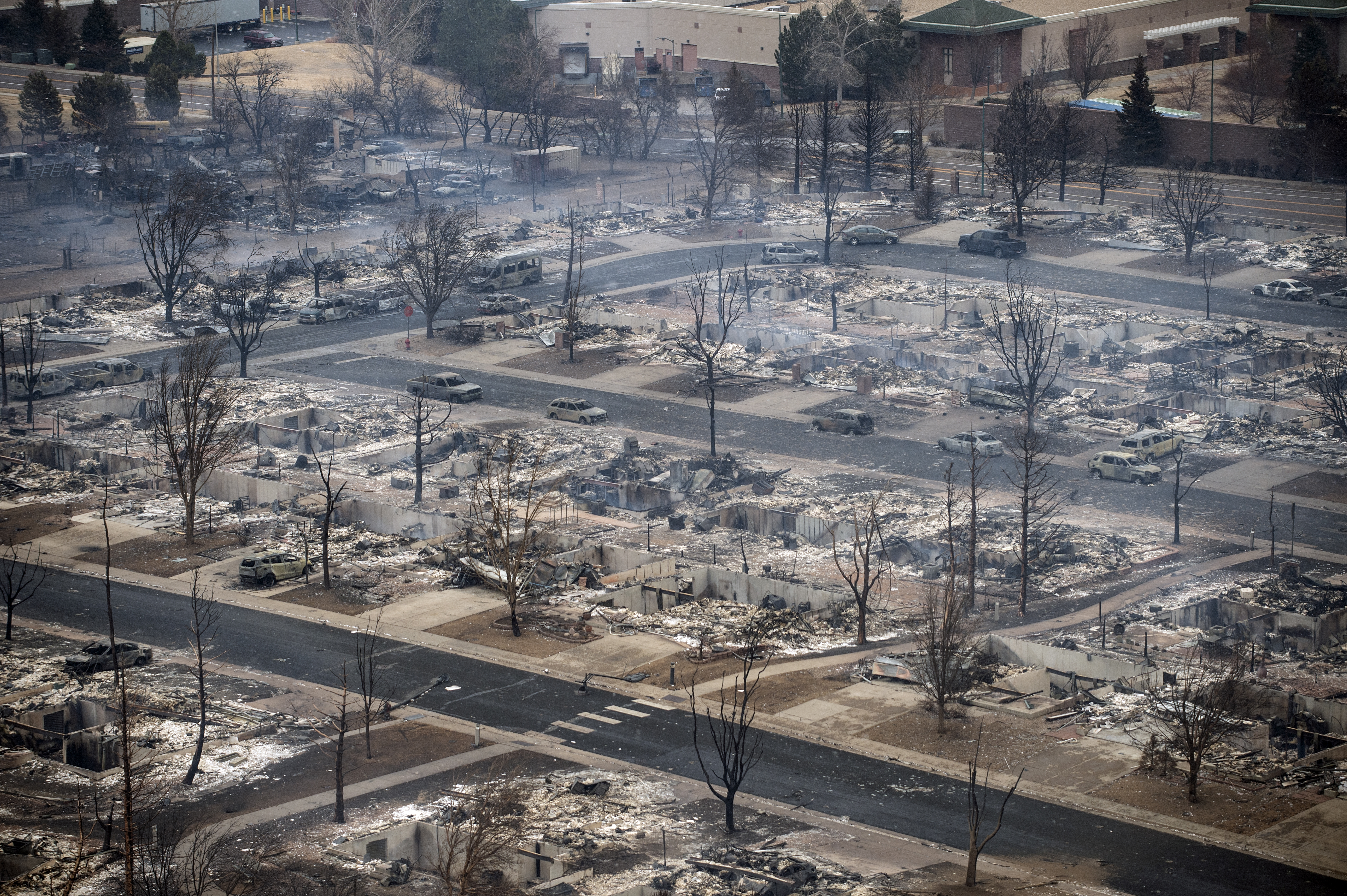 Superior, CO - Ariel photos of homes that were destroyed in the Marshall Fire over night. More than 500 homes were destroyed and that number could climb to nearly a 1,000. The fire consumed homes, businesses and even the Element Hotel near Hwy 36 and McCaslin, the hotel is completely gone. (Photo by John Leyba/Air Cam Helicopter Services) (John Leyba)