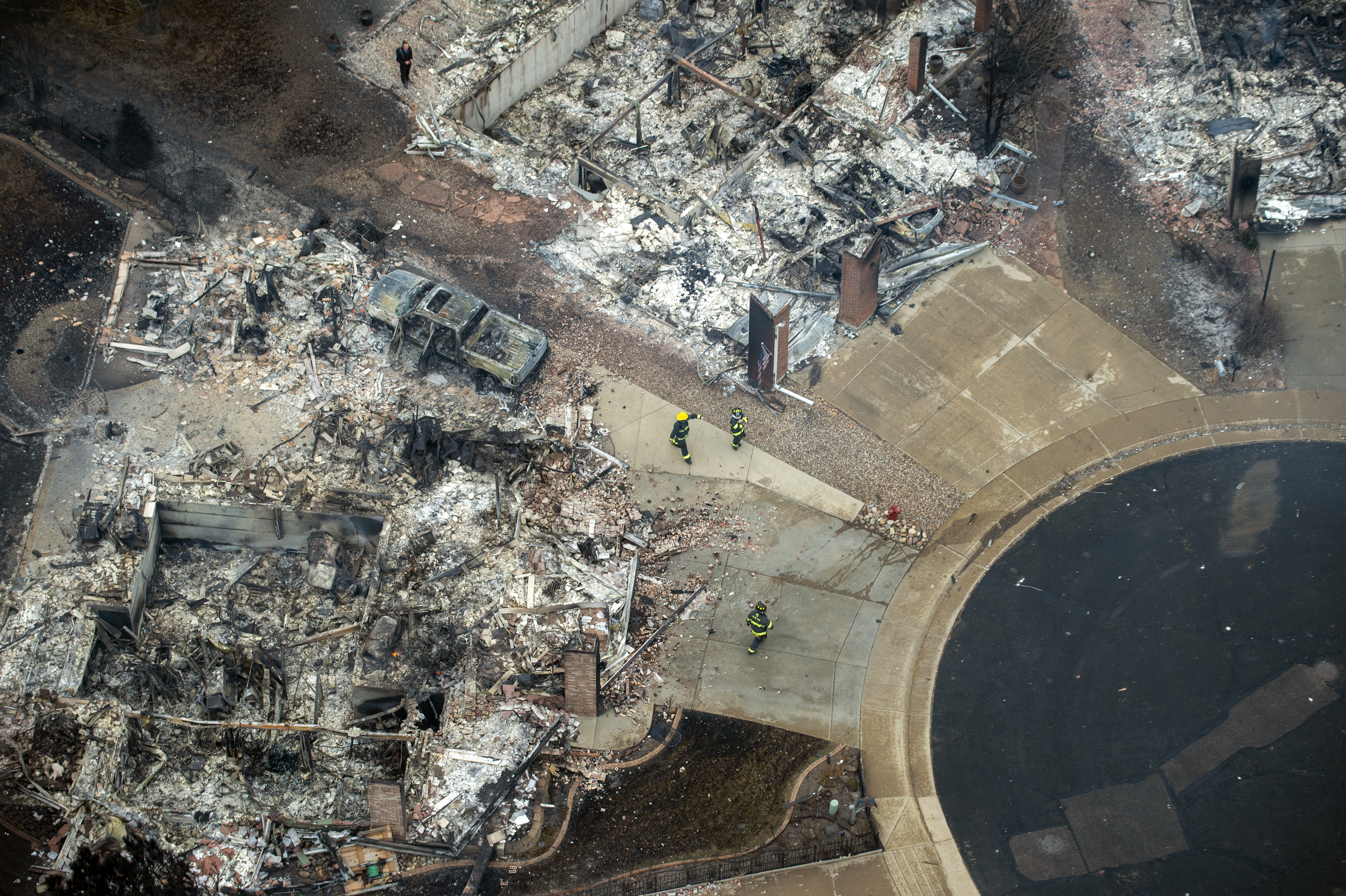 Superior, CO - Ariel photos of homes that were destroyed in the Marshall Fire over night. More than 500 homes were destroyed and that number could climb to nearly a 1,000. The fire consumed homes, businesses and even the Element Hotel near Hwy 36 and McCaslin, the hotel is completely gone. (Photo by John Leyba/Air Cam Helicopter Services) (John Leyba)