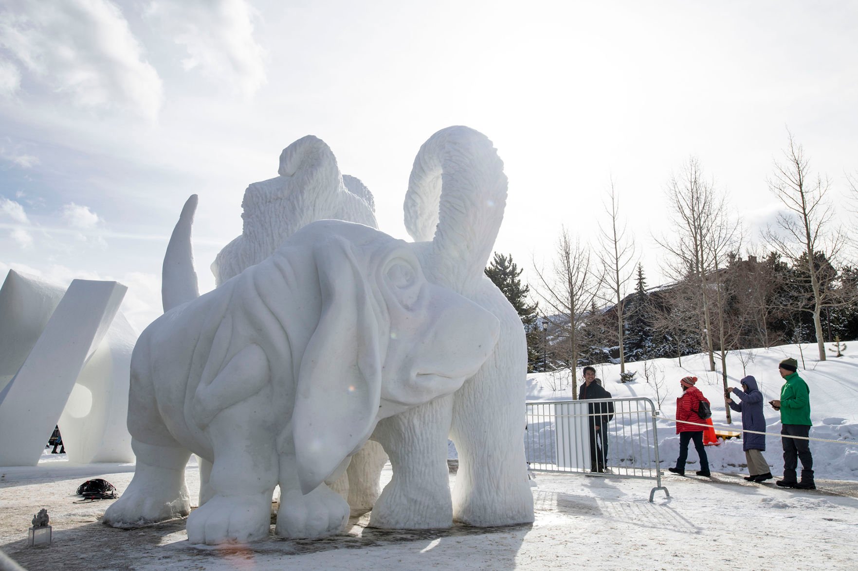 People view a snow sculpture by team Great Britain during the 30th annual International Snow Sculpture Championships in Breckenridge on Jan. 24, 2020. (Chancey Bush, The Gazette file)