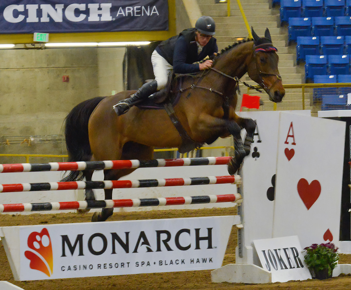 Charlie Carrel riding I'll Be Frank takes the 200-point Joker Jump to win the 2022 Gambler's Choice Jumper Stake at the National Western Stock Show. (Scott Weiser/The Gazette) (Scott Weiser)