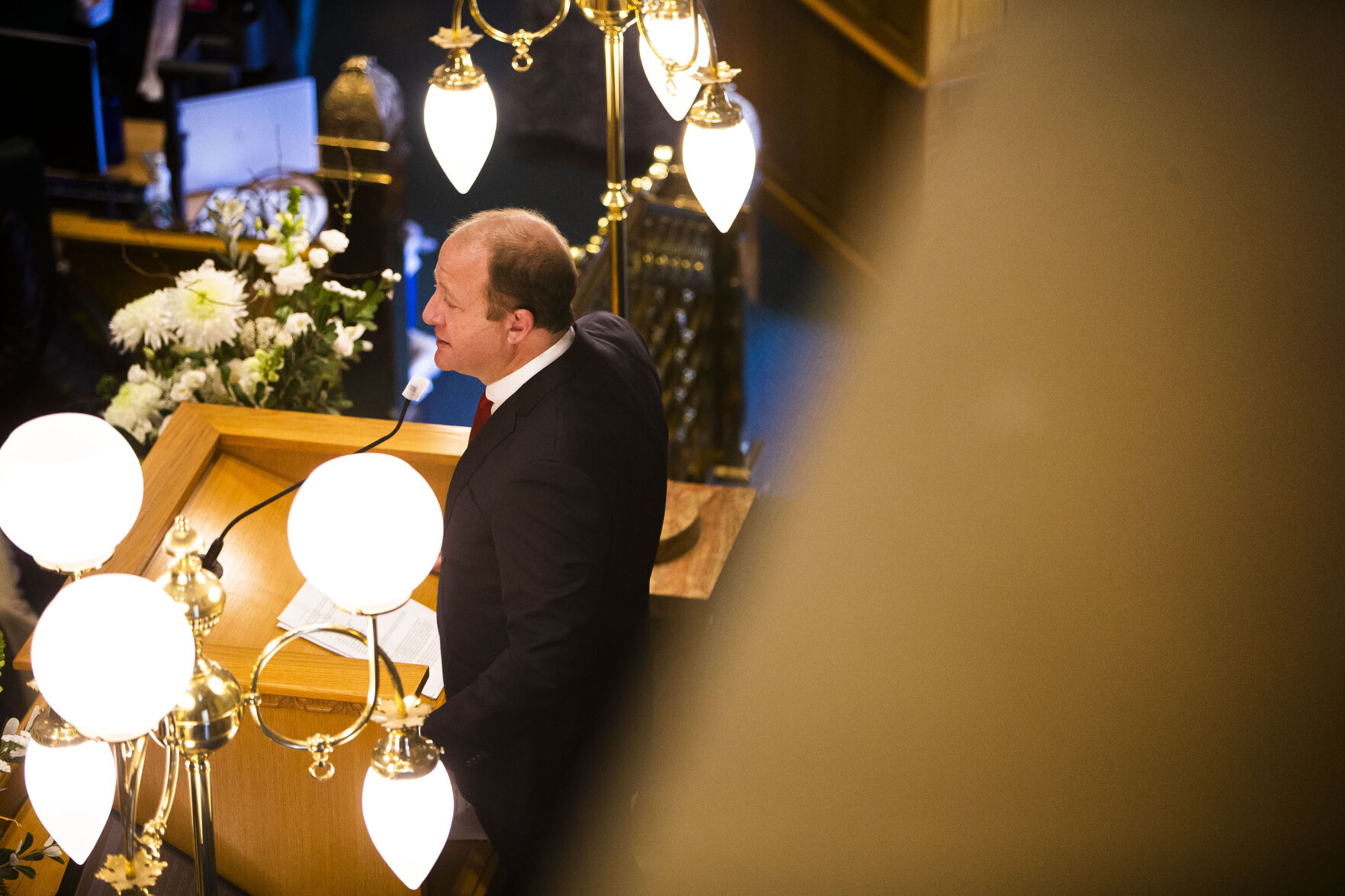 Gov. Jared Polis delivers his State of the State address on Thursday, Jan. 13, 2022, in Denver, Colo. (Timothy Hurst/The Gazette) (Timothy Hurst)