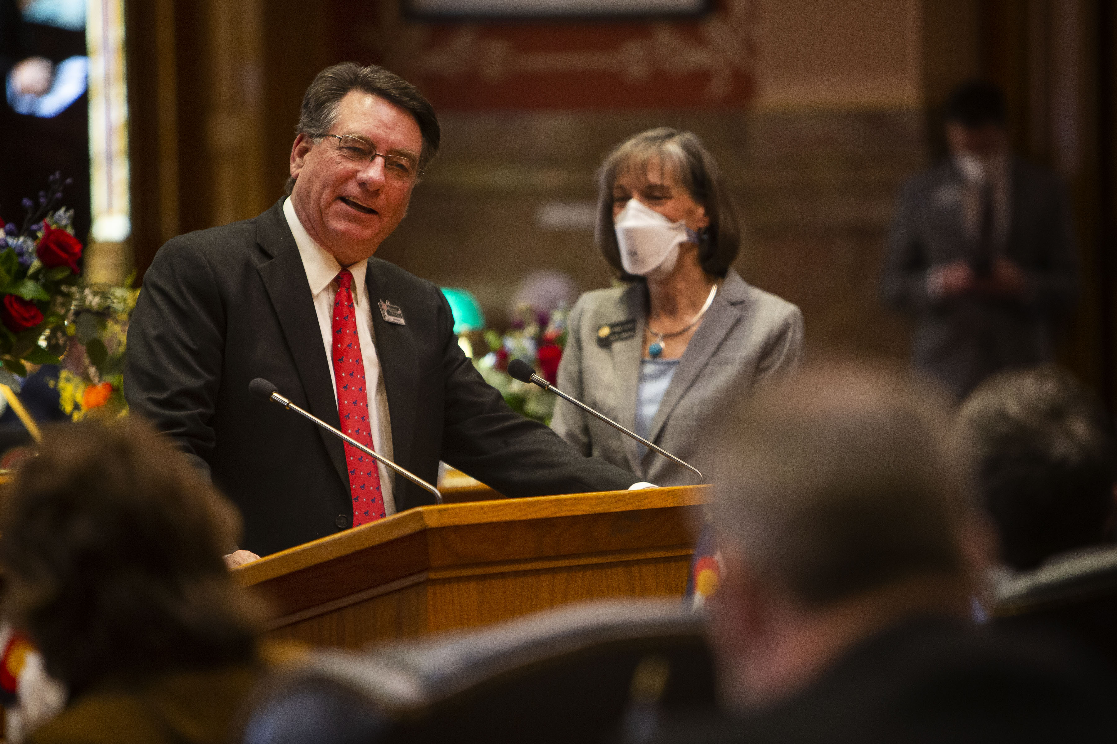 Sen. Jerry Sonnenberg speaks during the first day of Colorado's 2022 session at the Colorado State Capitol Building on Wednesday, Jan. 12, 2022, in Denver, Colo. (Timothy Hurst/The Gazette) (Timothy Hurst)