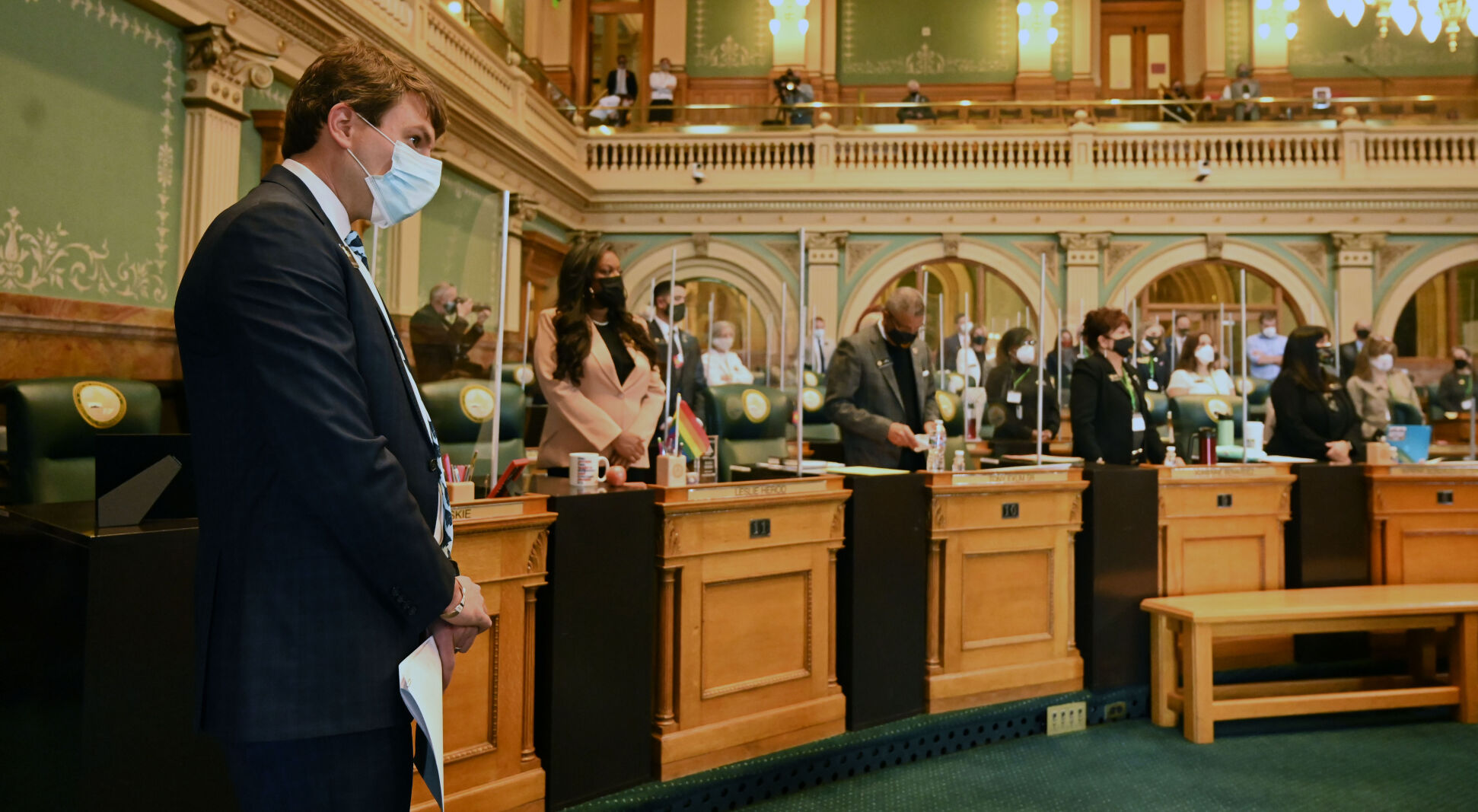 Alec Garnett waits for the vote to take the podium as the Speaker of the House during the first day of the state legislature on Wednesday, Jan. 13, 2020. He is a Democratic member of the Colorado House of Representatives. He represents District 2, which covers a portion of the city of Denver. (JERILEE BENNETT, The Gazette)