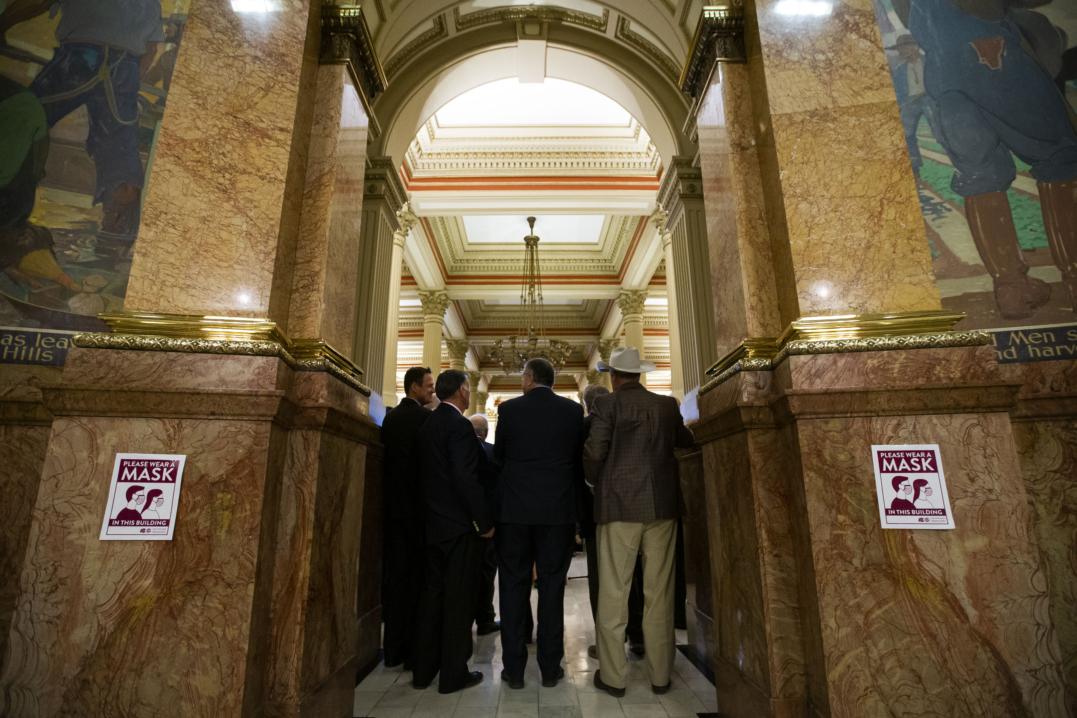 Republican legislators give a press conference during the first day of Colorado’s 2022 session at the Colorado State Capitol building on Wednesday, Jan. 12, 2022, in Denver, Colo. (Timothy Hurst/The Gazette) (Timothy Hurst)