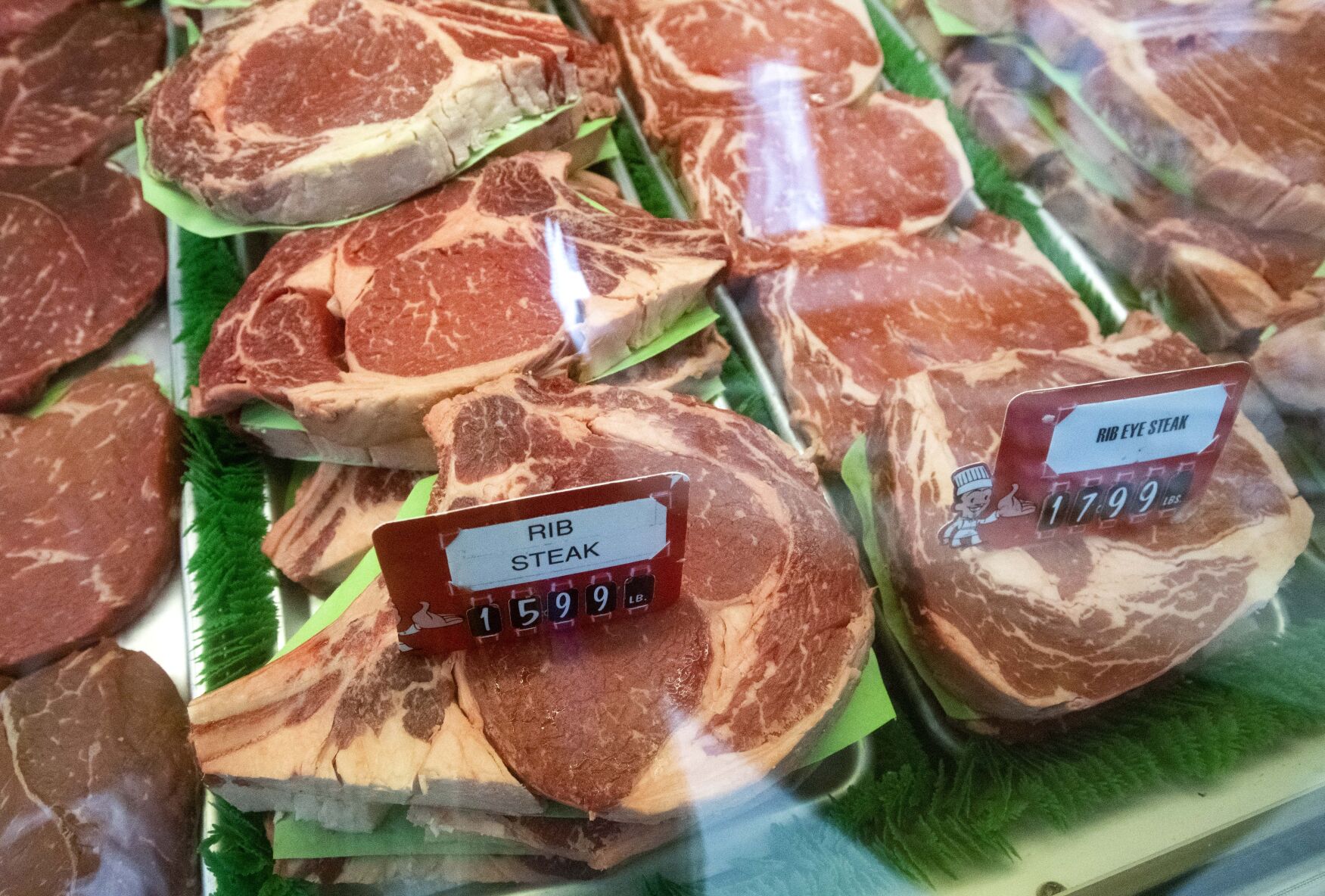 Fresh steaks are displayed under the counter at Andy’s Meat Market Tuesday, Jan. 25, 2022. The local meat market will close after 70 years Feb. 26, 2022. (The Gazette, Christian Murdock) (Christian Murdock/The Gazette)