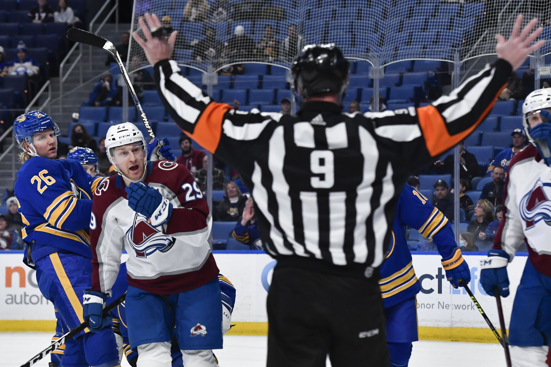 Linesman wasn’t Colorado Avalanche center Nathan MacKinnon’s intended slash target, per statement