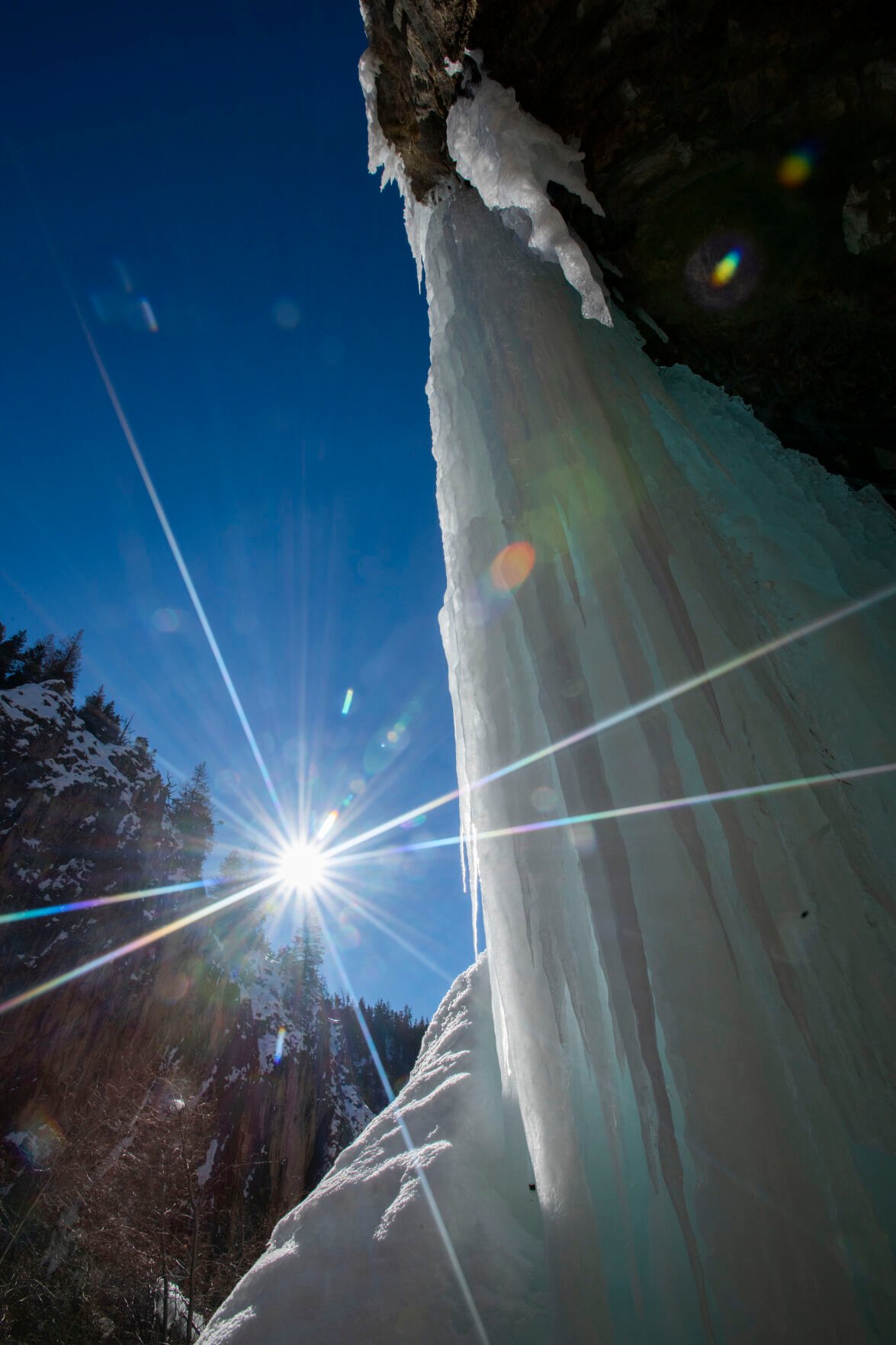 Right: The morning sun illuminates the frozen falls in the Rifle Mountain Park outside Rifle Jan. 23. Photo Credit: Christian Murdock, The Gazette (Photos by Christian Murdock, The Gazette)