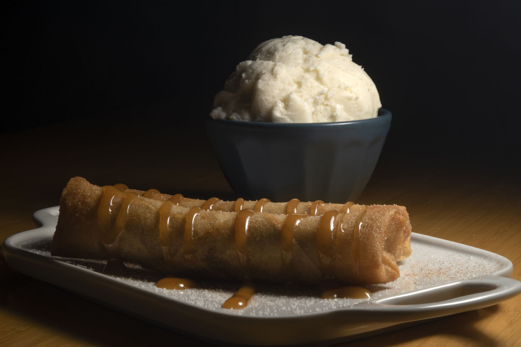 ZOMO Asian American Eatery (3457 S Broadway, Englewood, CO.) “Apple Pie Egg Rolls” Friday February 18, 2022. Photo by Jeff Kearney. (Jeff Kearney)