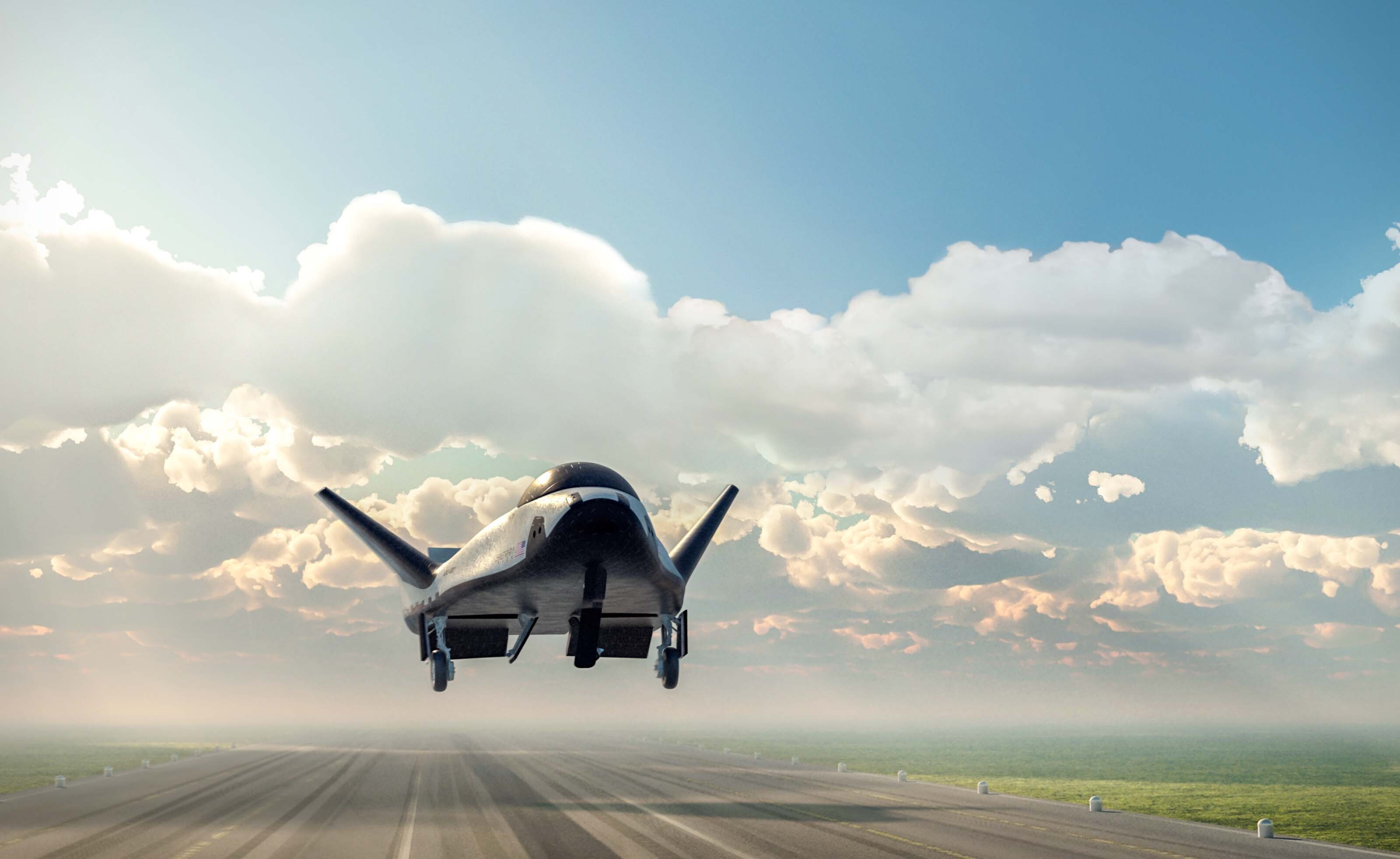 Sierra Space's Dream Chaser, the runway-landing spaceplane for crew and cargo transportation to space. (Courtesy of Sierra Space)