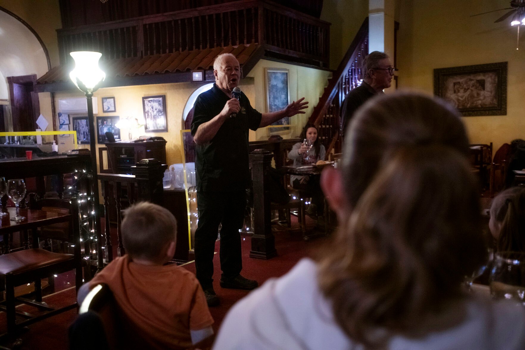 Frank Cordova, 78, owner of Rino's Italian Restaurant and Steakhouse, sings and performs for his guests at his restaurant in Trinidad, Colorado., on Feb. 23, 2022. Cordova and his brother Bob spent over 20 years in Las Vegas in the music industry and are known as the
