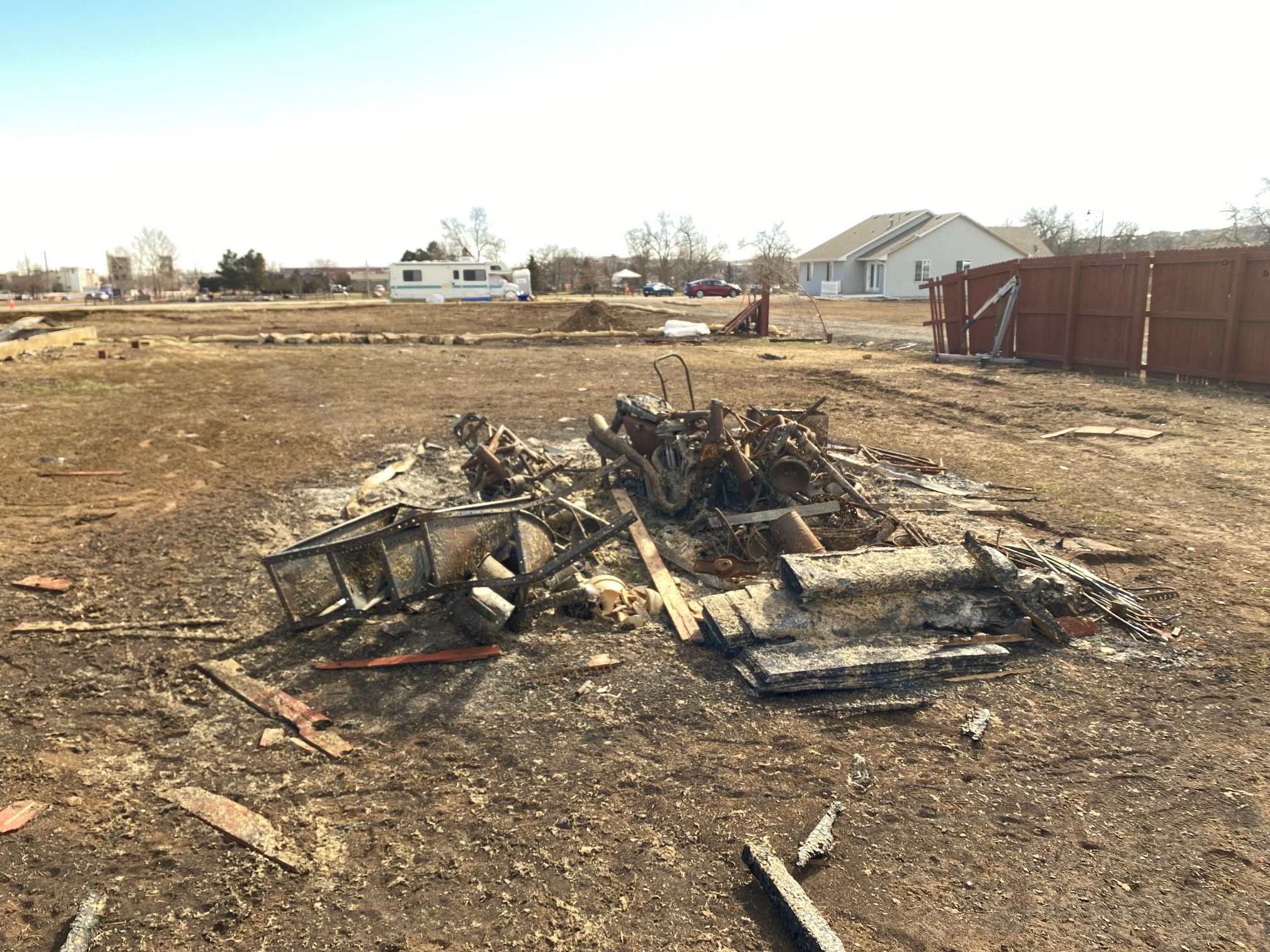 Marshall Fire debris on a property on West Maple Street in Original Town Superior (Carol McKinley)