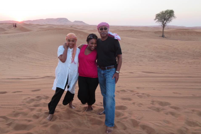 Sen. Janet Buckner (left), D-Aurora, with her family while visiting Dubai. (Photo courtesy of Janet Buckner)