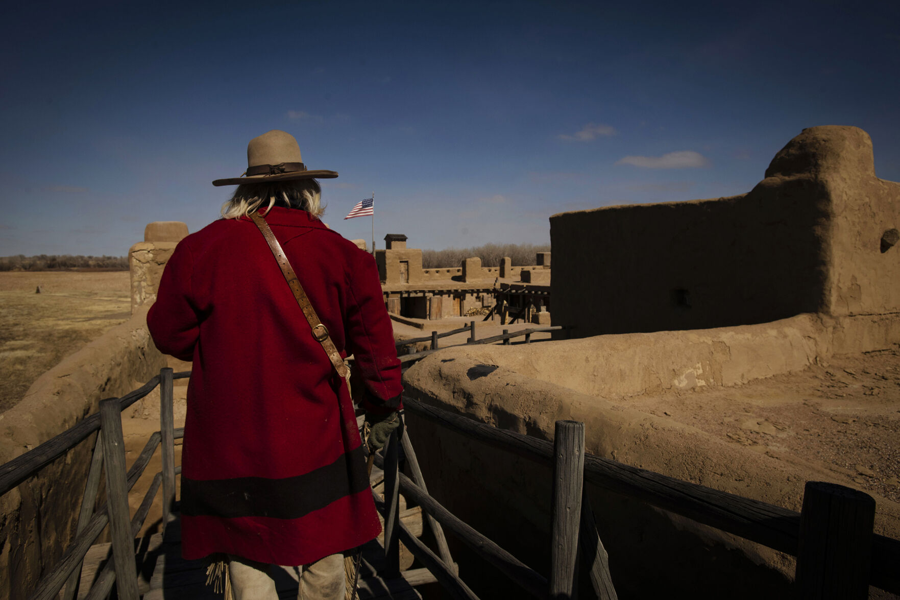 Bob Kisthart, a historical interpreter, is often dressed as one of the old hunters or fur trappers at Bent’s Old Fort National Historic Site in La Junta. The two-story adobe fort was constructed in 1976 to bring back the history of the major trading post that rose in the 1830s. (photos by Chancey Bush, The Gazette)