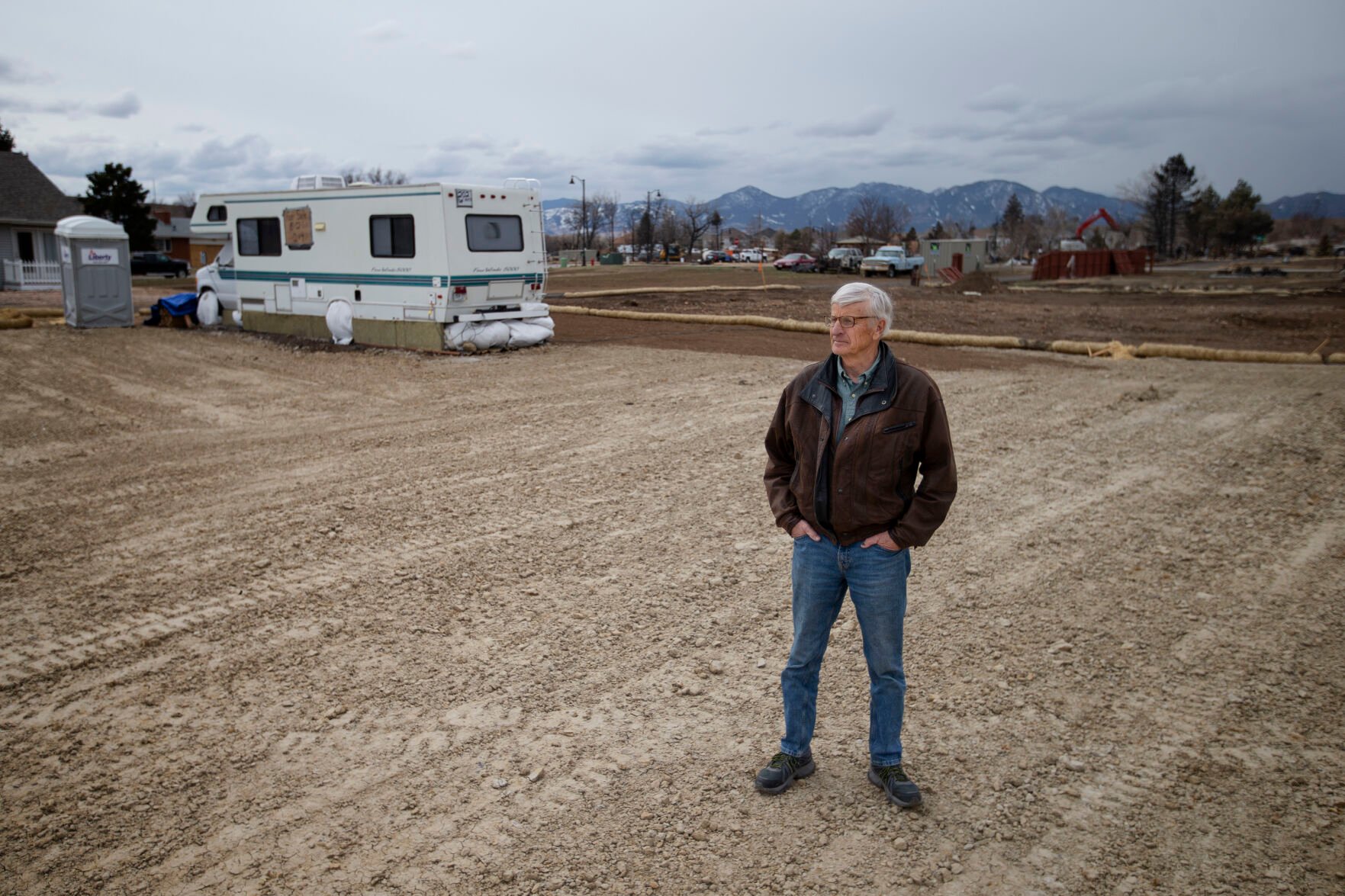 Superior resident Paul Williamson poses for a portrait on the cleared dirt on his property in the Original Town neighborhood on Wednesday, March 16, 2022, in Superior, Colo. (Timothy Hurst/The Denver Gazette) (Timothy Hurst)