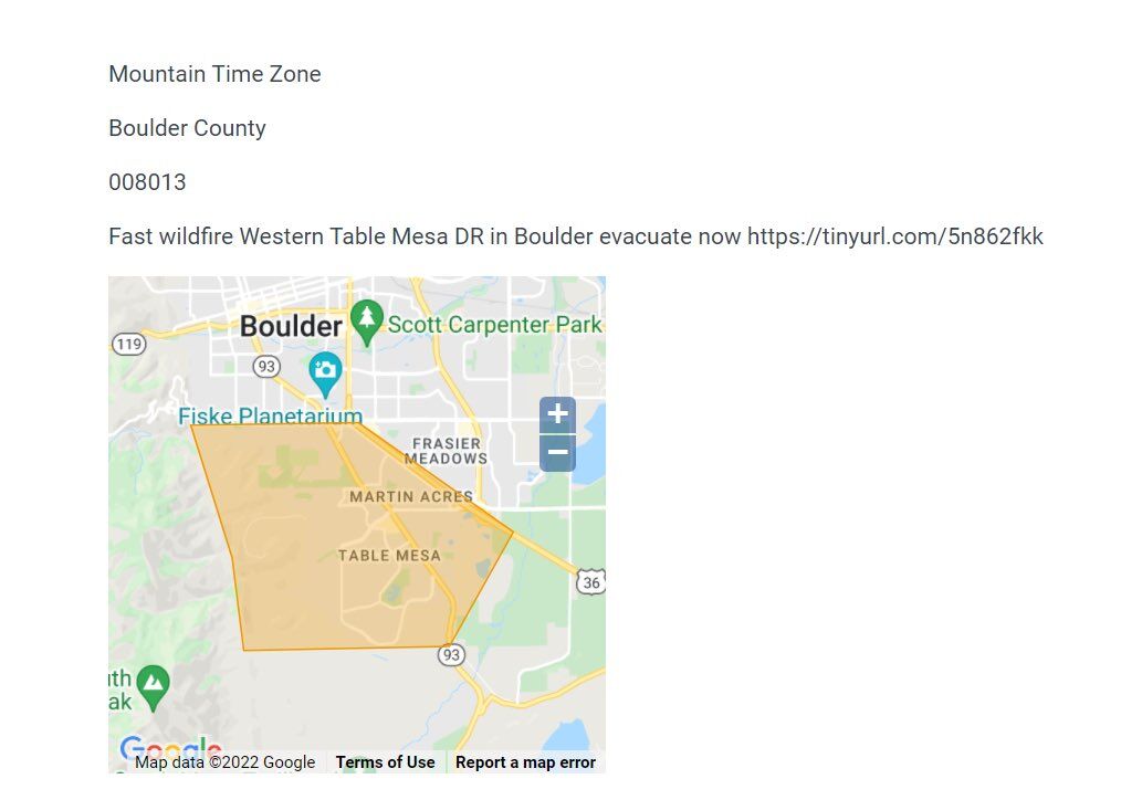 Alerts for NCAR fire notified people not in evacuation zone