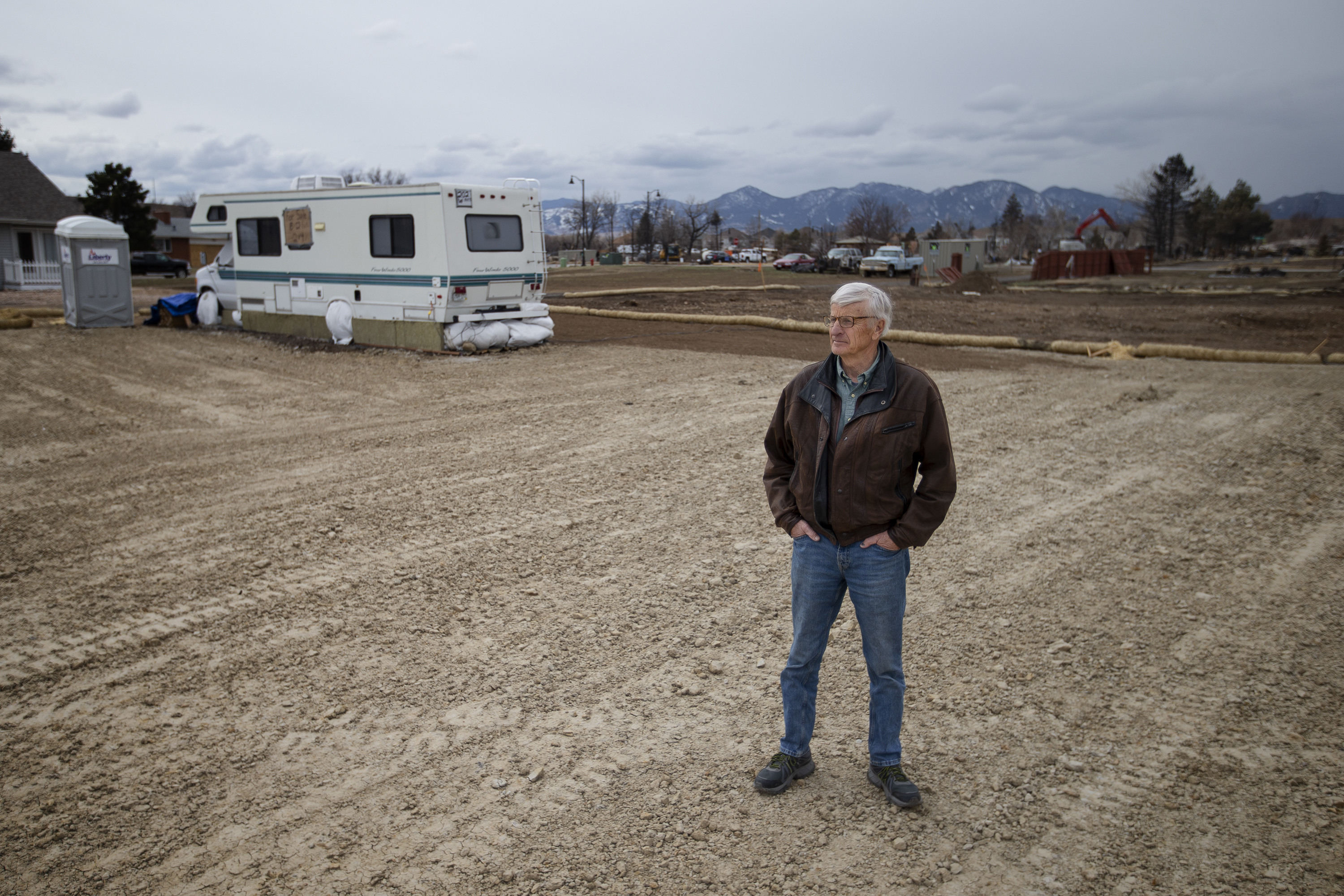 Superior resident Paul Williamson poses for a portrait on the cleared dirt on his property in the Original Town neighborhood on Wednesday, March 16, 2022, in Superior, Colo. (Timothy Hurst/The Denver Gazette) (Timothy Hurst)