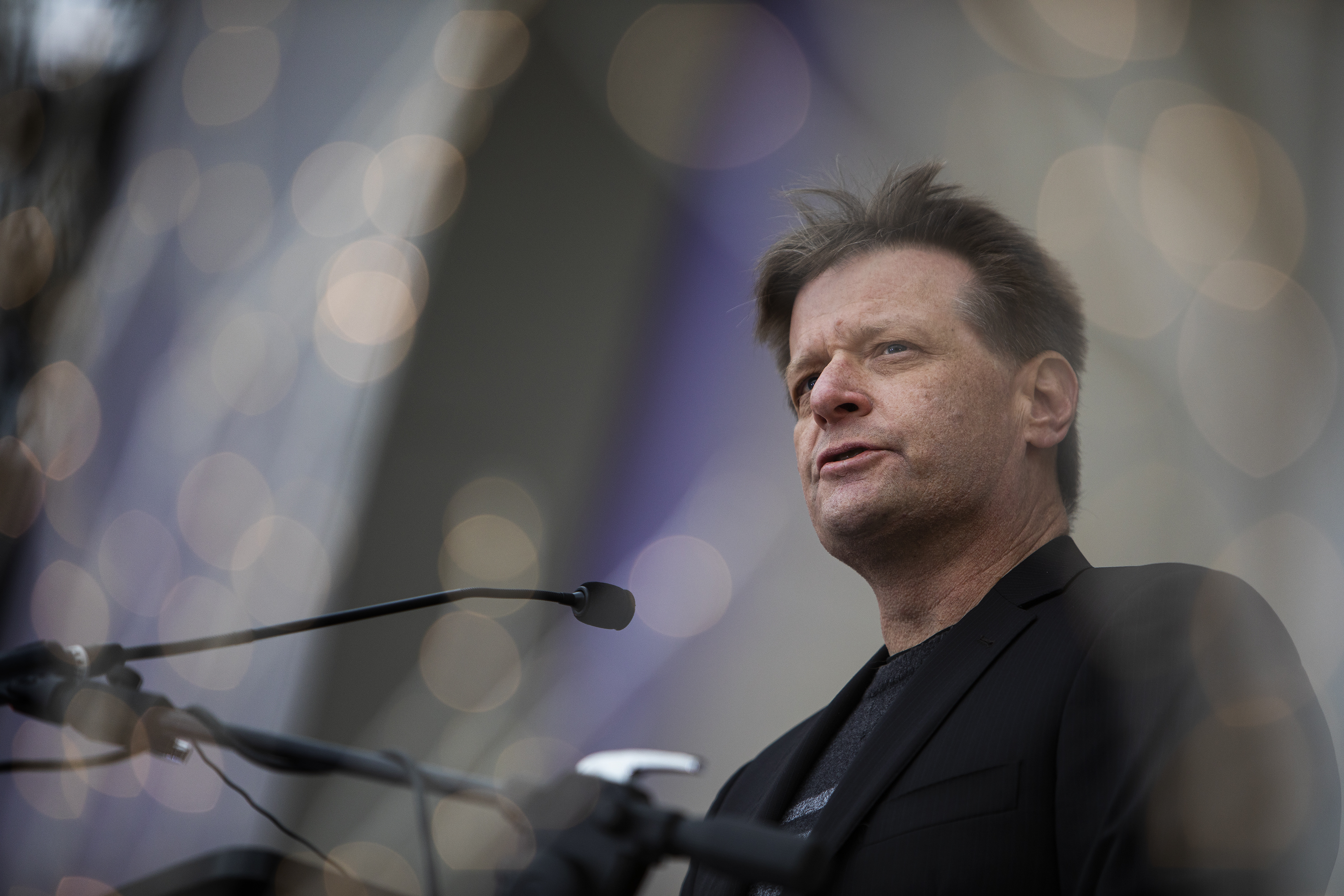 Former Boulder mayor Sam Weaver speaks during a Communitywide Day of Remembrance gathering at the Glen Huntington Bandshell on Tuesday, March 22, 2022, in Boulder, Colo. (Timothy Hurst/The Denver Gazette) (Timothy Hurst)