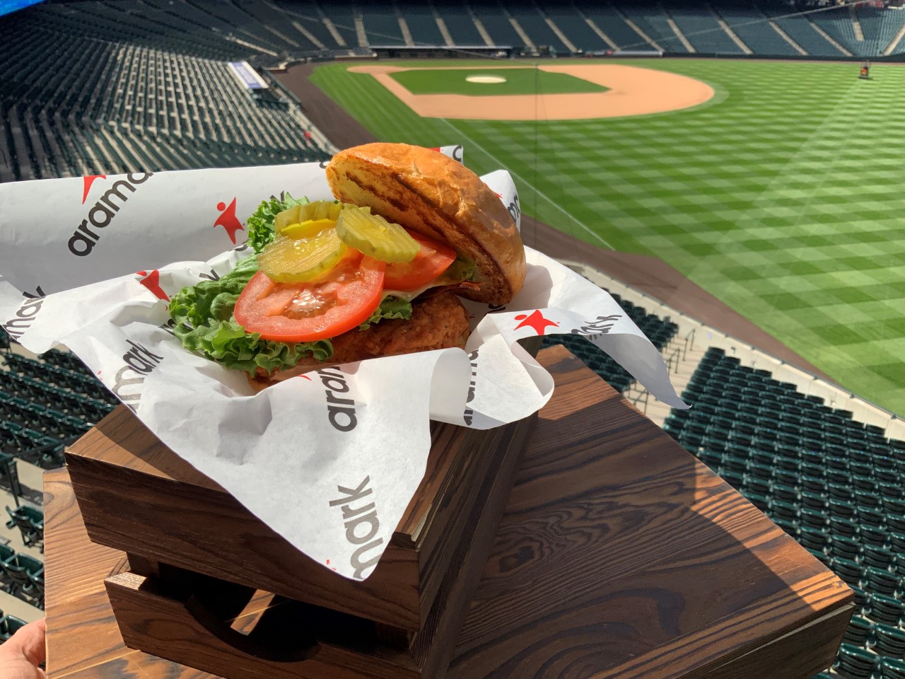Louisiana Red Hot Chicken Sandwich will be served this MLB season at Coors Field. (Courtesy Aramark Sports + Entertainment)