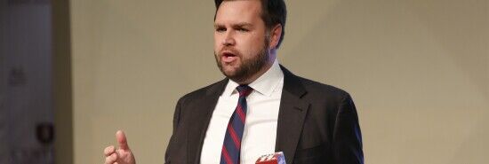 J.D. Vance, a Republican running for an open U.S. Senate seat in Ohio, speaks to reporters following a debate with other Republicans at Central State University in Wilberforce, Ohio, Monday, March 28, 2022. (Paul Vernon/AP)