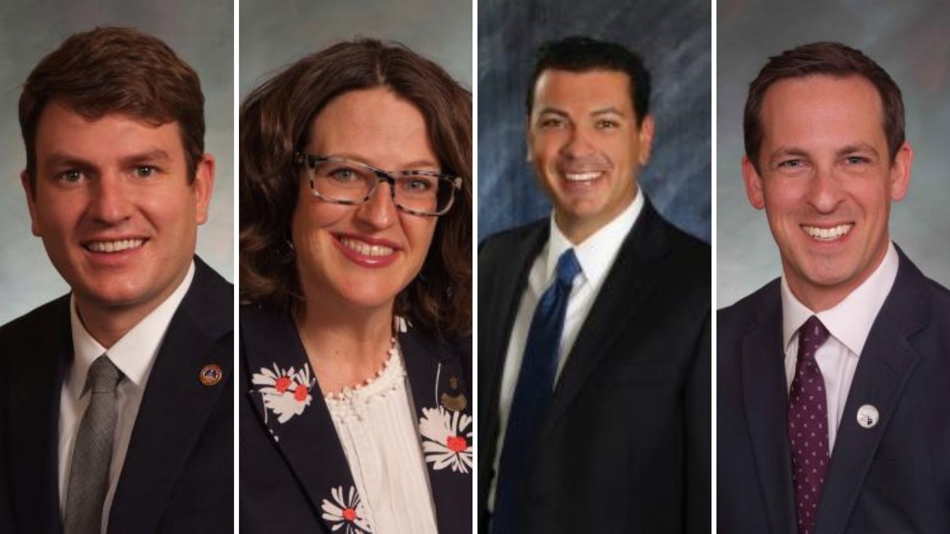 House Speaker Alec Garnett, D-Denver, House Majority Leader Daneya Esgar, D-Pueblo, Senate President Leroy Garcia, D-Pueblo, and Senate Majority Leader Steve Fenberg, D-Boulder