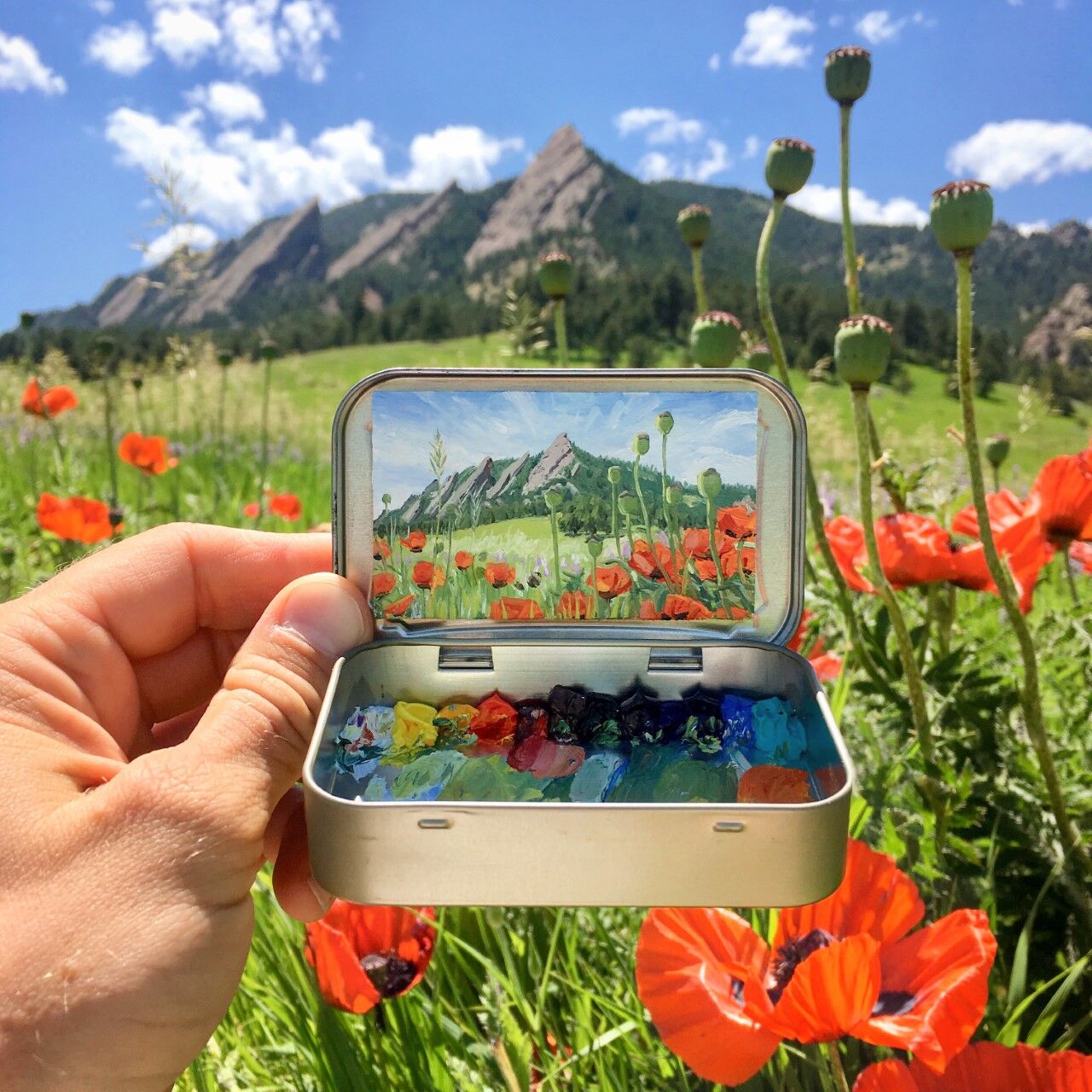 Remington Robinson, an artist based in Boulder, paints miniature plein air murals. (Contributed photo)