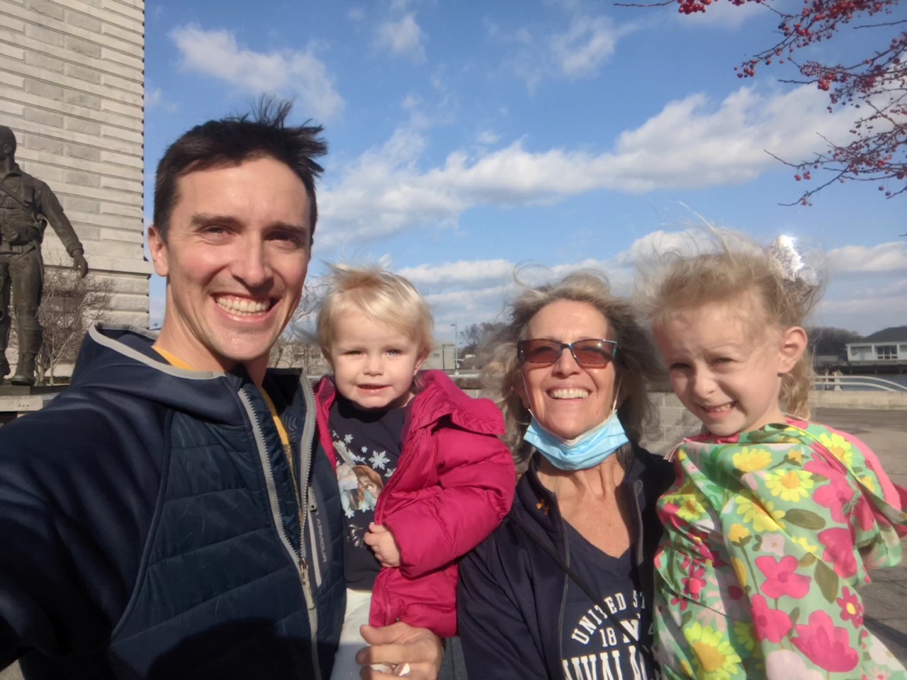 Sandy Quiller's son, Rory, Sandy and her two granddaughters taken at the US Naval Academy during Christmas holiday 2021, weeks before the Marshall Fire. (Sandy Quiller)