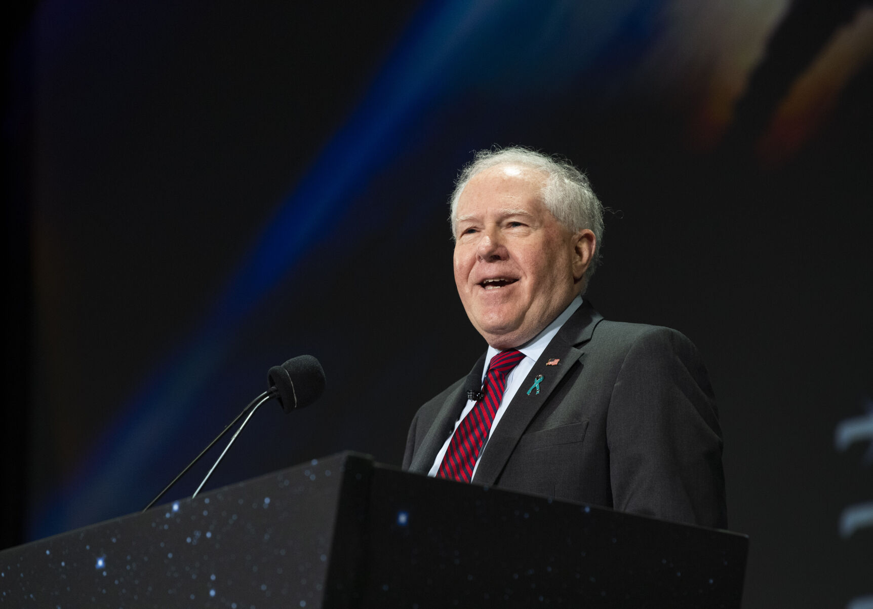 Secretary of the Air Force Frank Kendall speaks Tuesday, April 5, 2022, during the 37th Space Symposium at The Boardmoor in Colorado Springs. (The Gazette, Christian Murdock) (Christian Murdock/The Gazette)