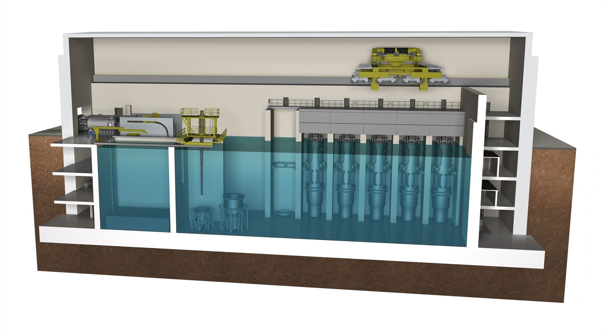 NuScale reactor building cross-section showing multiple reactor units. (Courtesy of NuScale Power, LLC)