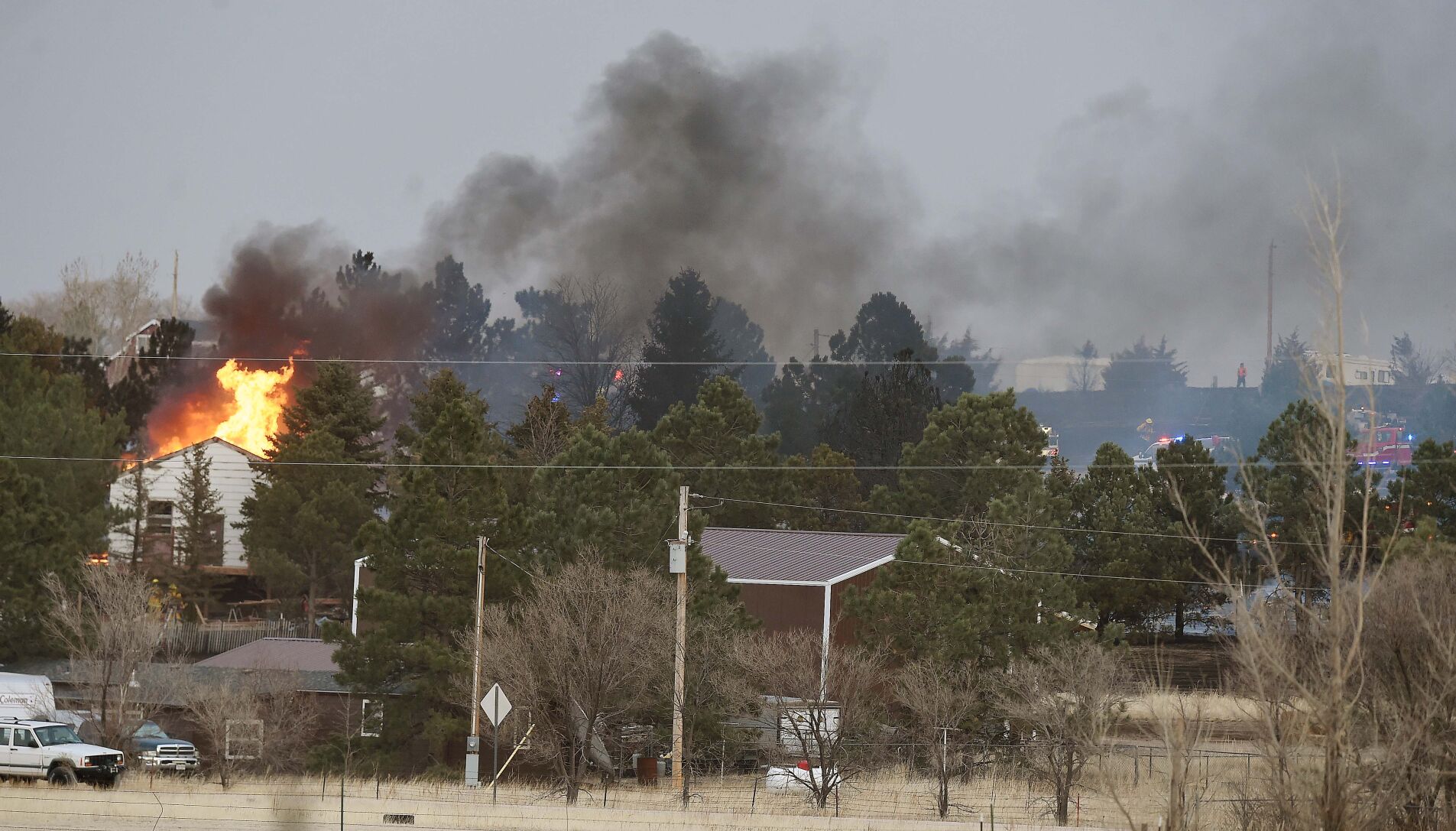 Brush fire off Curtis Road in Falcon Sunday. (Jerilee Bennett, The Gazette)