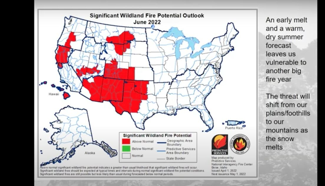 Wildland fire risk map (Courtesy of the Colorado Climate Center)