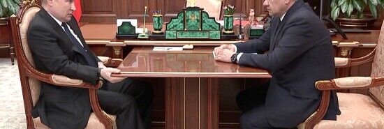 In this photo released by the Russian Presidential Press Service, Russian President Vladimir Putin, left, and Russian Defense Minister Sergei Shoigu look at each other during their meeting in the Kremlin. (AP)