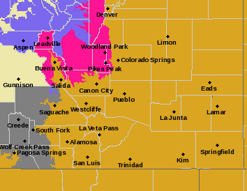 Most of the state was under a high wind warning Friday. Gusts were blowing up to 68 miles per hour in the southeast. (National Weather Service Pueblo)