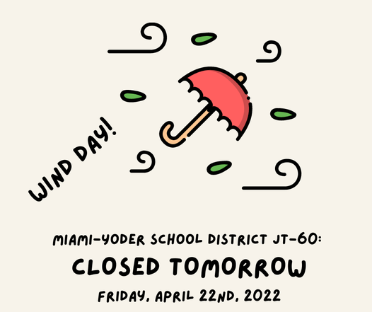 Schools were closed in the Miami-Yoder School District in Rush, Colorado Friday due to the possibility of high winds. (Mami-Yoder School District)