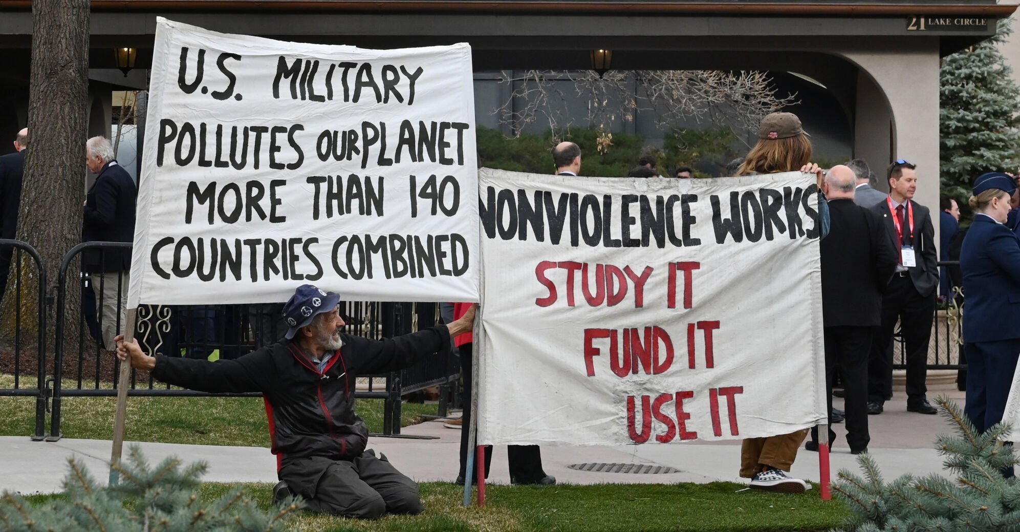 Protesters object to militarization of space at symposium in Colorado Springs