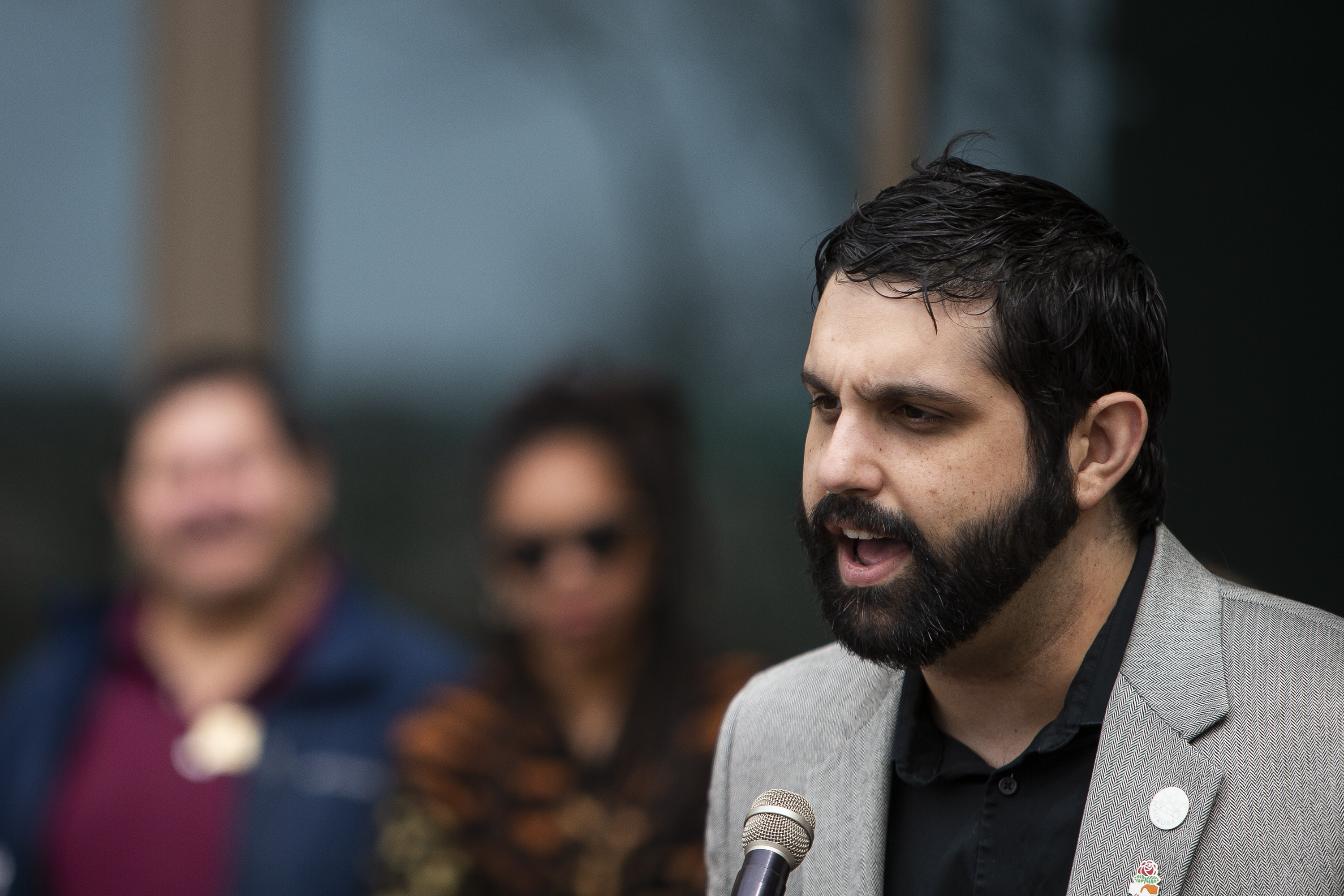 Aurora city councilor Juan Marcano speaks during a press conference about the recent firing of former Aurora police chief Vanessa Wilson on Monday, April 11, 2022, at the Aurora Municipal Center in Aurora, Colo. (Timothy Hurst/The Denver Gazette) (Timothy Hurst)