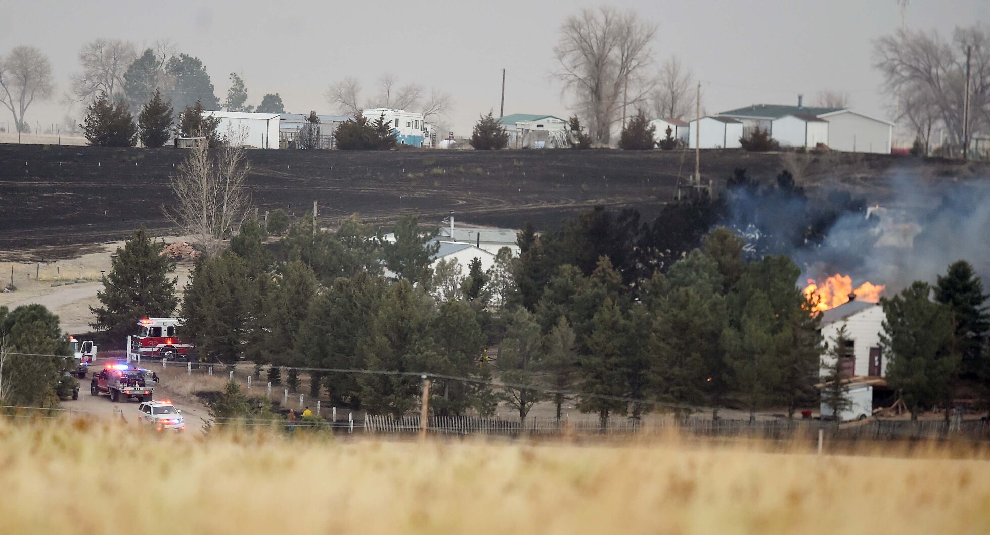 Brush fire off of Curtis Rd. .(Photo by Jerilee Bennett, The Gazette) (Jerilee Bennett)