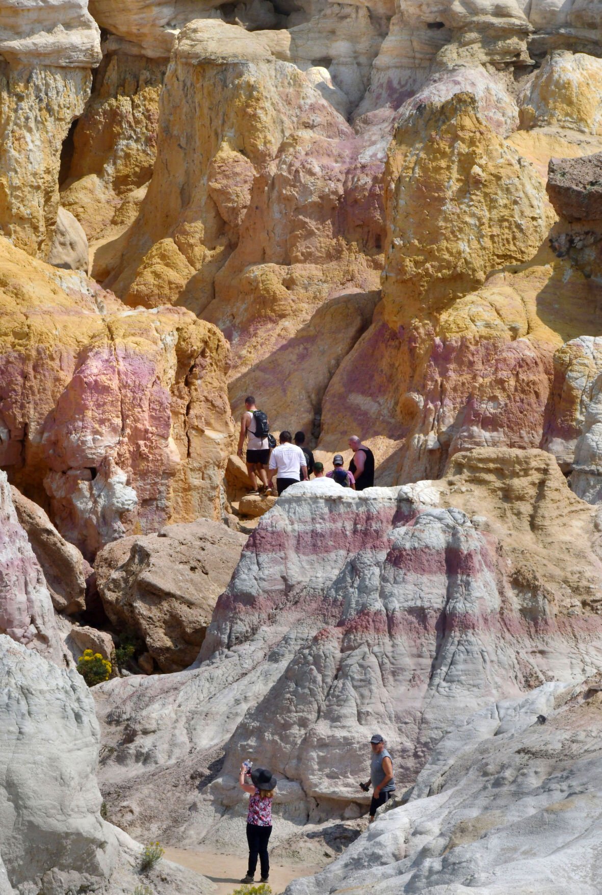 Crowds of visitors walk on the trails that wind through the colorful rock formations at the Paint Mines Interpretive Park near Calhan on Tuesday, Aug. 25, 2020. (The Gazette, Jerilee Bennett) (JERILEE BENNETT THE GAZETTE)
