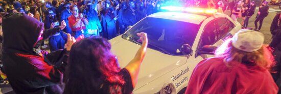 Abortion rights protesters ‘throw rocks and bottles’ at police in Los Angeles