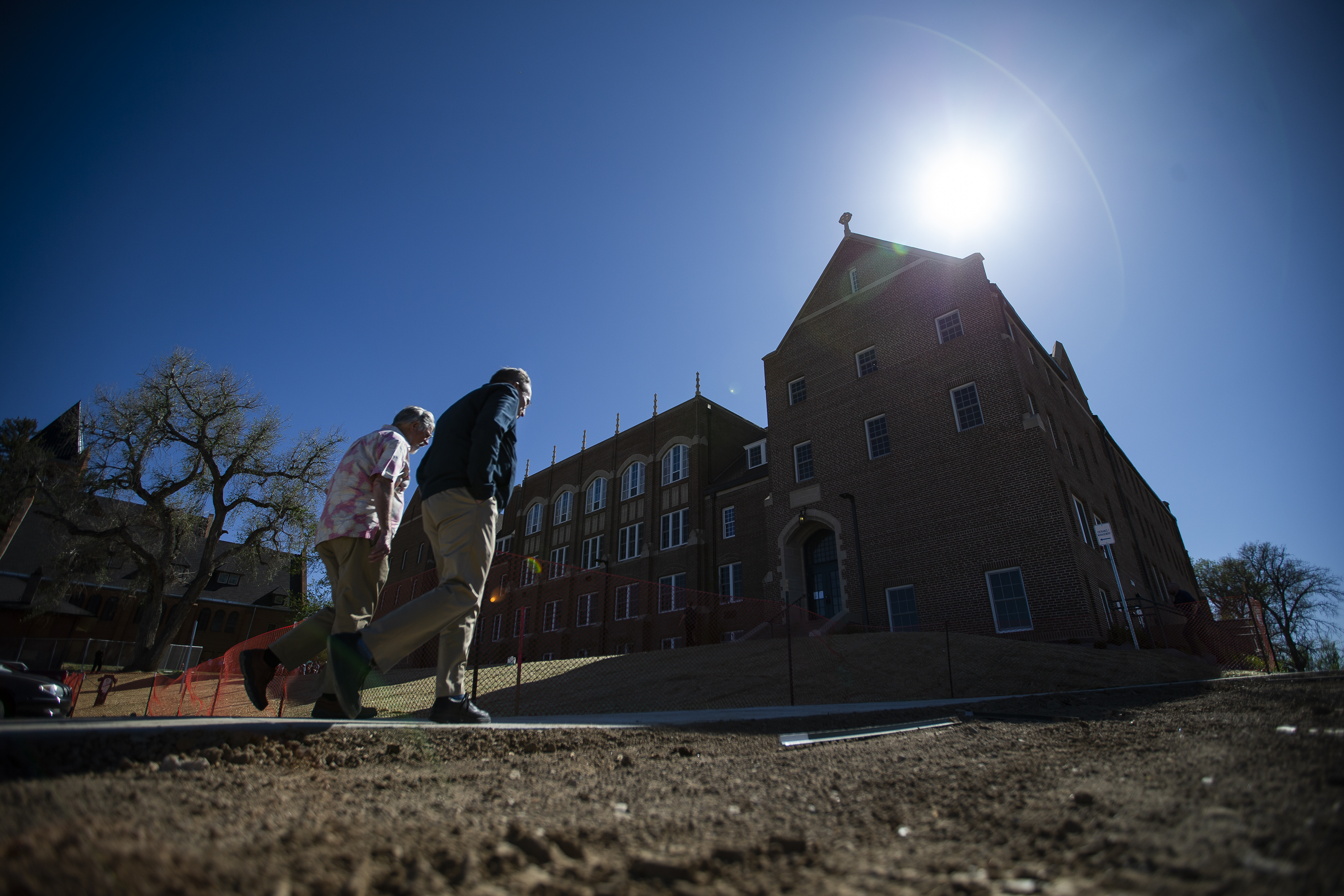 Audience member head to the ceremony during the grand opening of 74 affordable housing units at the newly restored Pancratia Hall on Thursday, May 12, 2022, in Denver, Colo. (Timothy Hurst/The Denver Gazette) (Timothy Hurst)