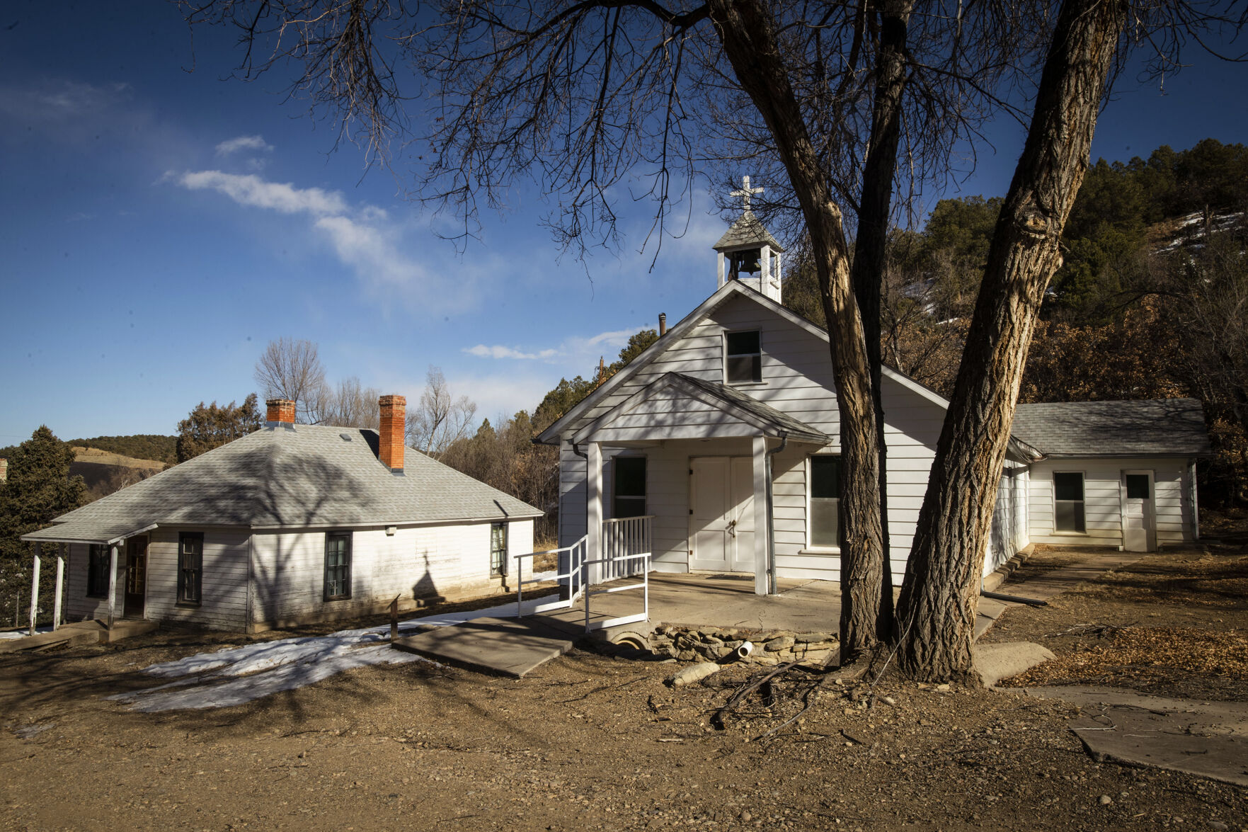 The old school house is now a church at the former coal mining town of Cokedale. Today, around 130 people call Cokedale home, living in the original homes built for the miners, made from the ash from the coking process and cement, the original cinder block. (Chancey Bush /The Gazette) (Chancey Bush/ The Gazette)