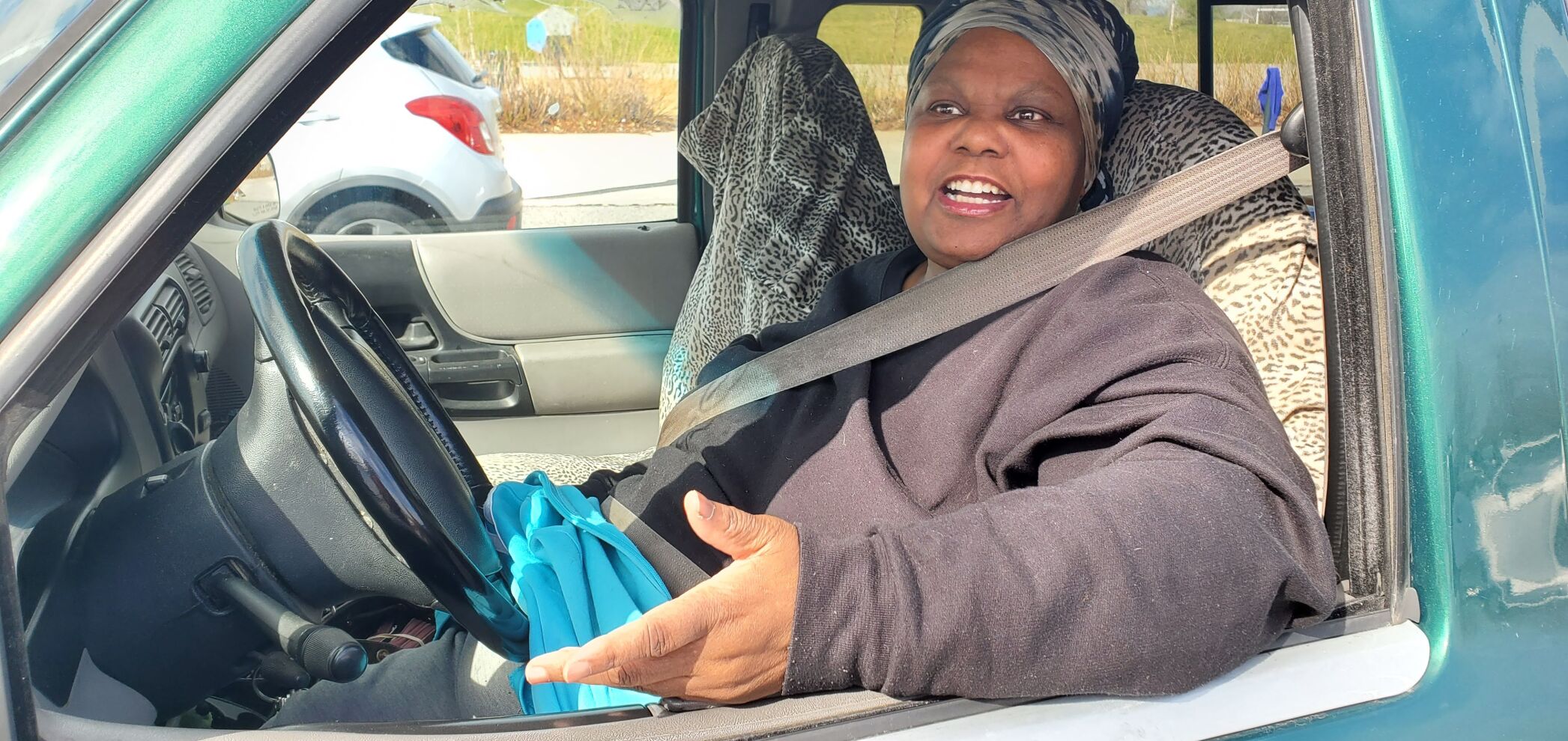 Sylvia Conley, 62, of Aurora said without rising costs due to inflation, she wouldn't need to use the Food Bank of the Rockies mobile food pantry. She visited Thursday at Montbello Recreation Center in Aurora. (Courtesy of the Food Bank of the Rockies)