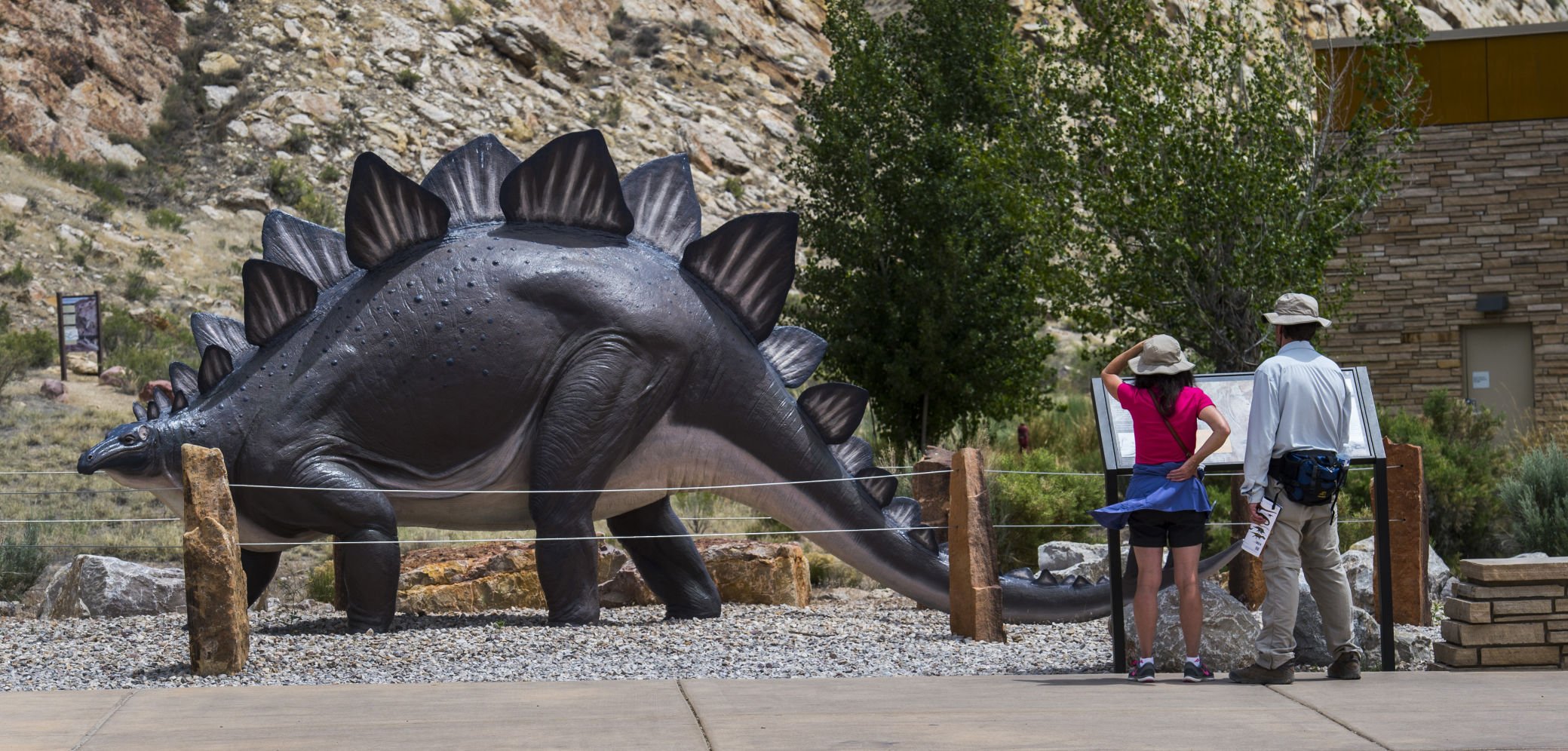 A life-sized stegosaurus sculpted by Louis Paul Jonas for the 1964-65 New York World’s Fair greets visitors June 5, 2018, at the Dinosaur National Monument visitor center in Jensen, Utah. The stegosaurus is the Colorado state fossil. (CHRISTIAN MURDOCK, THE GAZETTE)