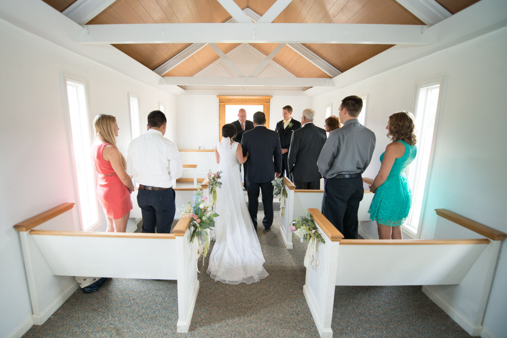 Small weddings are held at American Mother's Chapel at Rock Ledge Historic Ranch. (Courtesy of Joe and Robin Photography)
