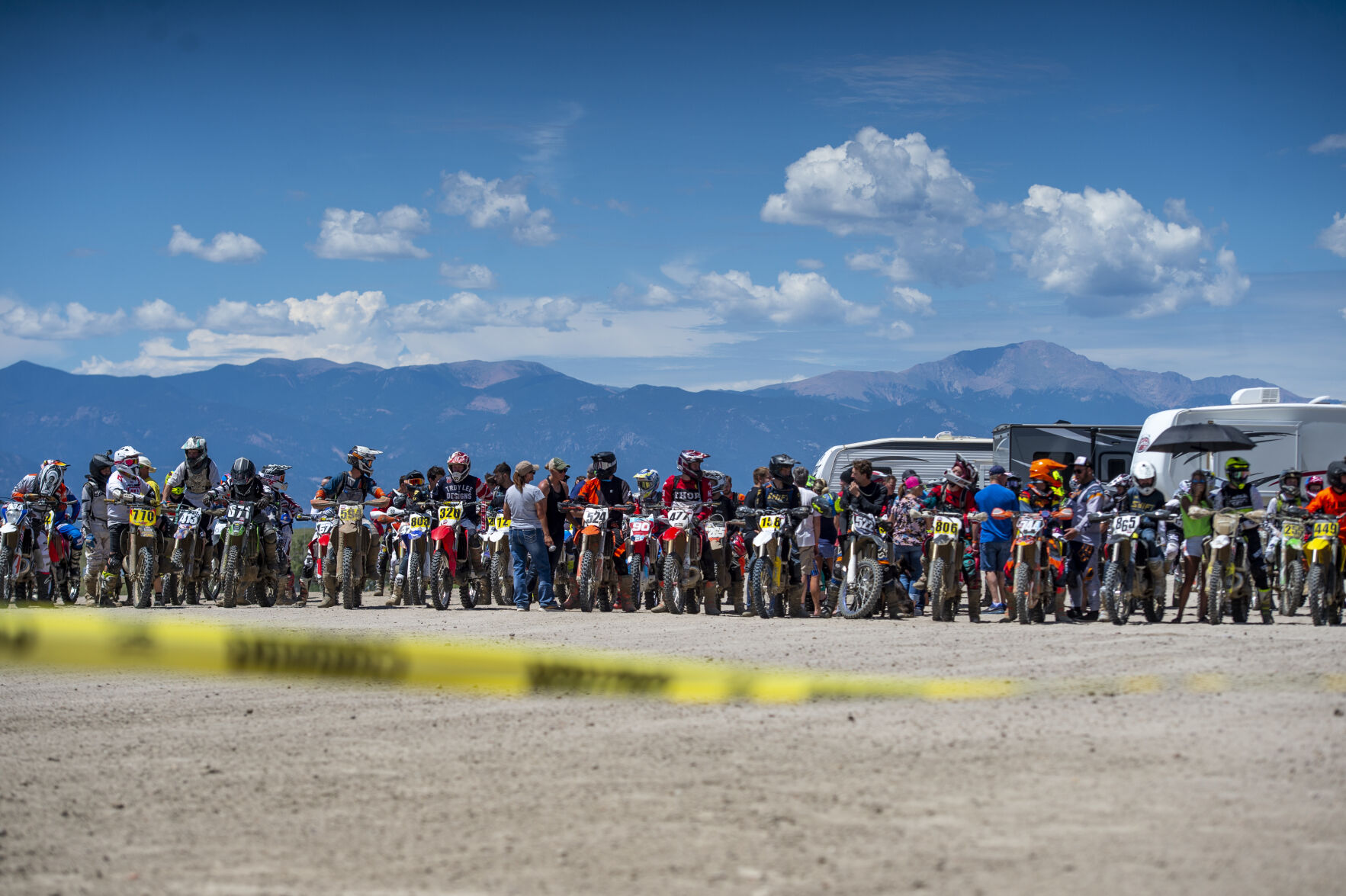 Racers wait at the starting line during a Colorado Off-Road Championship Series race at RAM Off-Road Park in July 2019. (Parker Seibold)