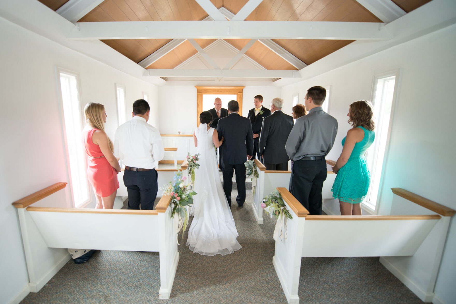 Small weddings are held at American Mother's Chapel at Rock Ledge Historic Ranch. (Courtesy of Joe and Robin Photography)
