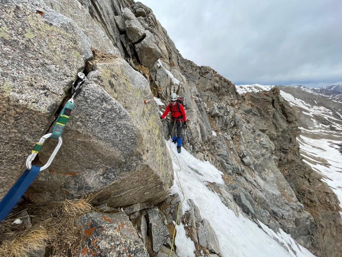 A search and rescue team member on one of the rope systems used during the rescue. Photo Credit: Chaffee County Search and Rescue North.