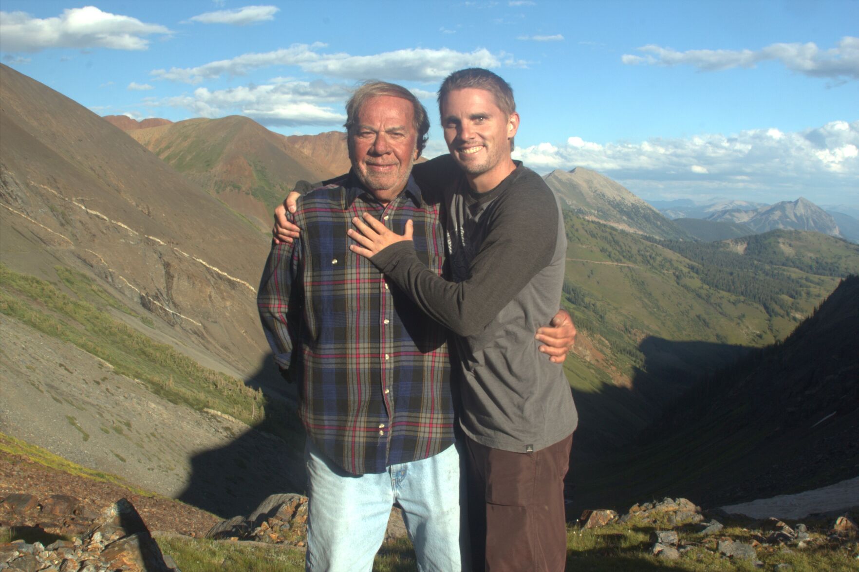 Shayn Estes on the right, who died in his sleep of an overdose, is pictured with his father, Gene Estes, during one of their scenic hikes. Gene Estes believes benzodiazepines prescribed by a psychiatrist at the community mental health center where Shayn sought treatment is to blame for the death.
