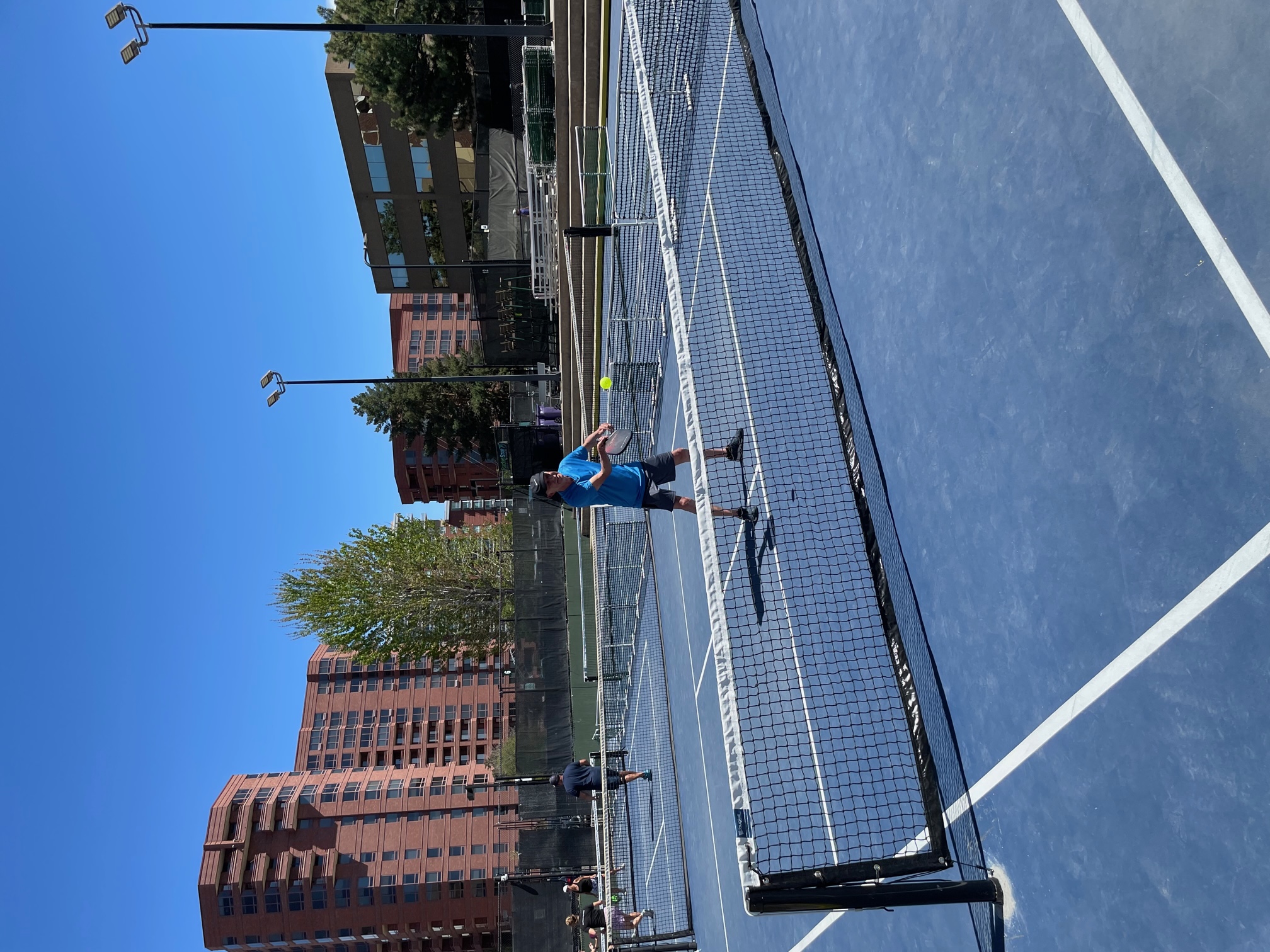 71 year old grandfather of three Arslan Guney is back on the pickleball court at Gates Tennis Center after two months of worrying about felony criminal mischief charges are buried. (Hollynd Hoskins)
