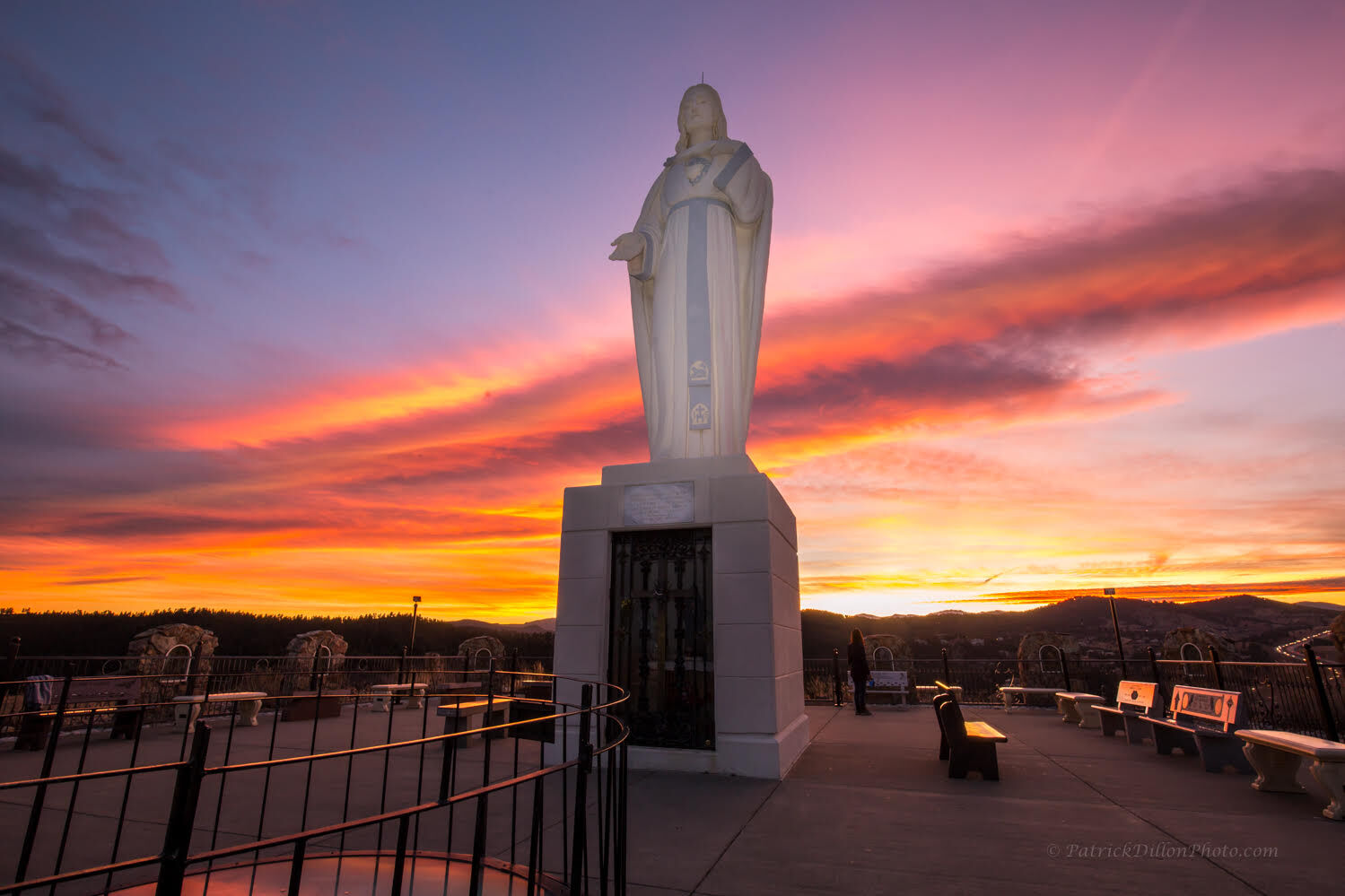 A 22-foot statue of the Sacred Heart of Jesus, carved by an Italian artist, was erected above the Heart of Stones at the top of Lookout Mountain at Mother Cabrini Shrine. (Courtesy of Mother Cabrini Shrine)